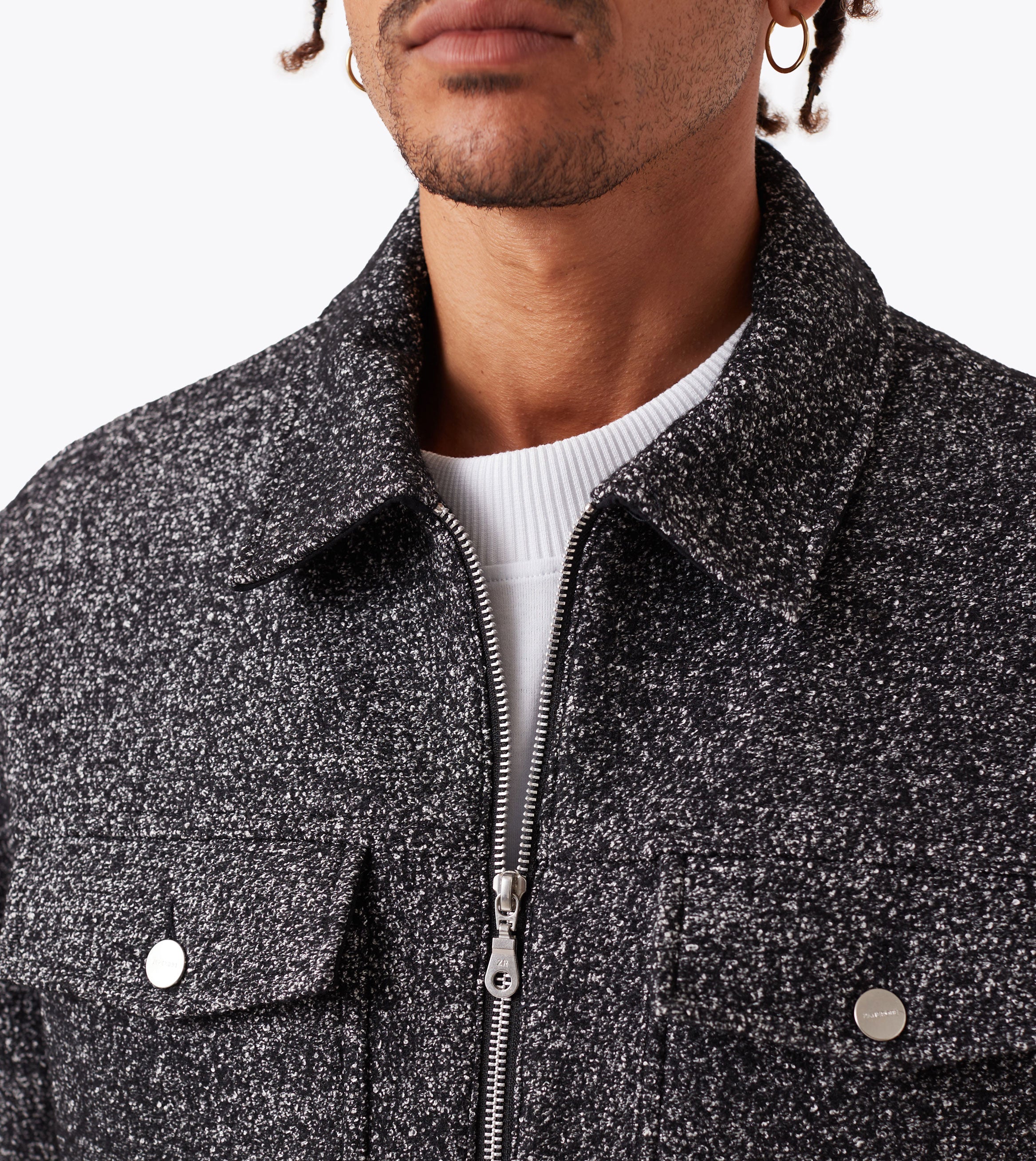 Cropped Harrington Jacket Black Speck