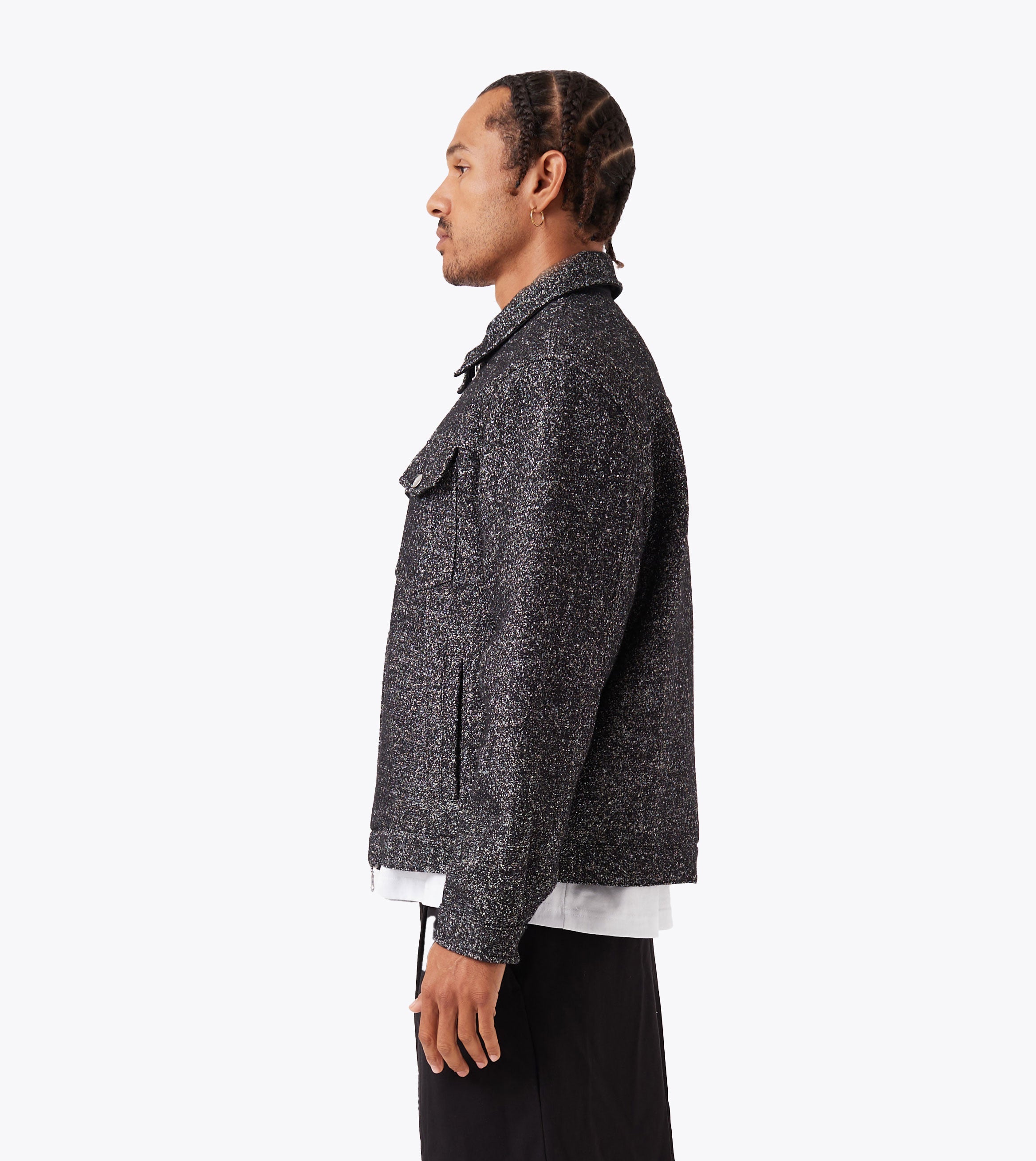 Cropped Harrington Jacket Black Speck