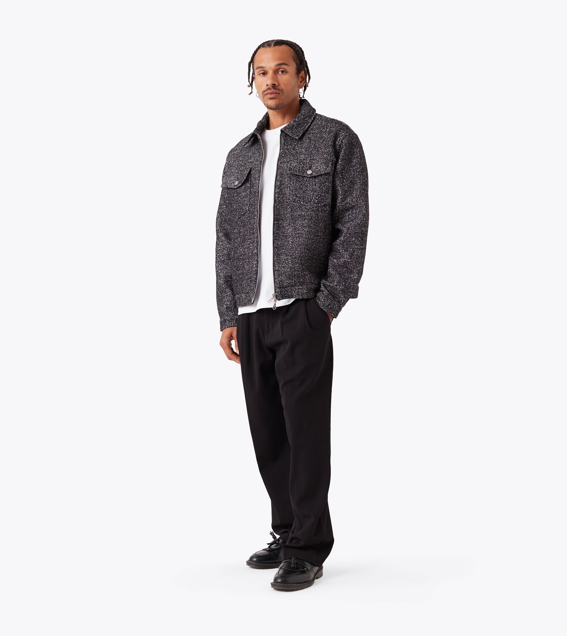 Cropped Harrington Jacket Black Speck