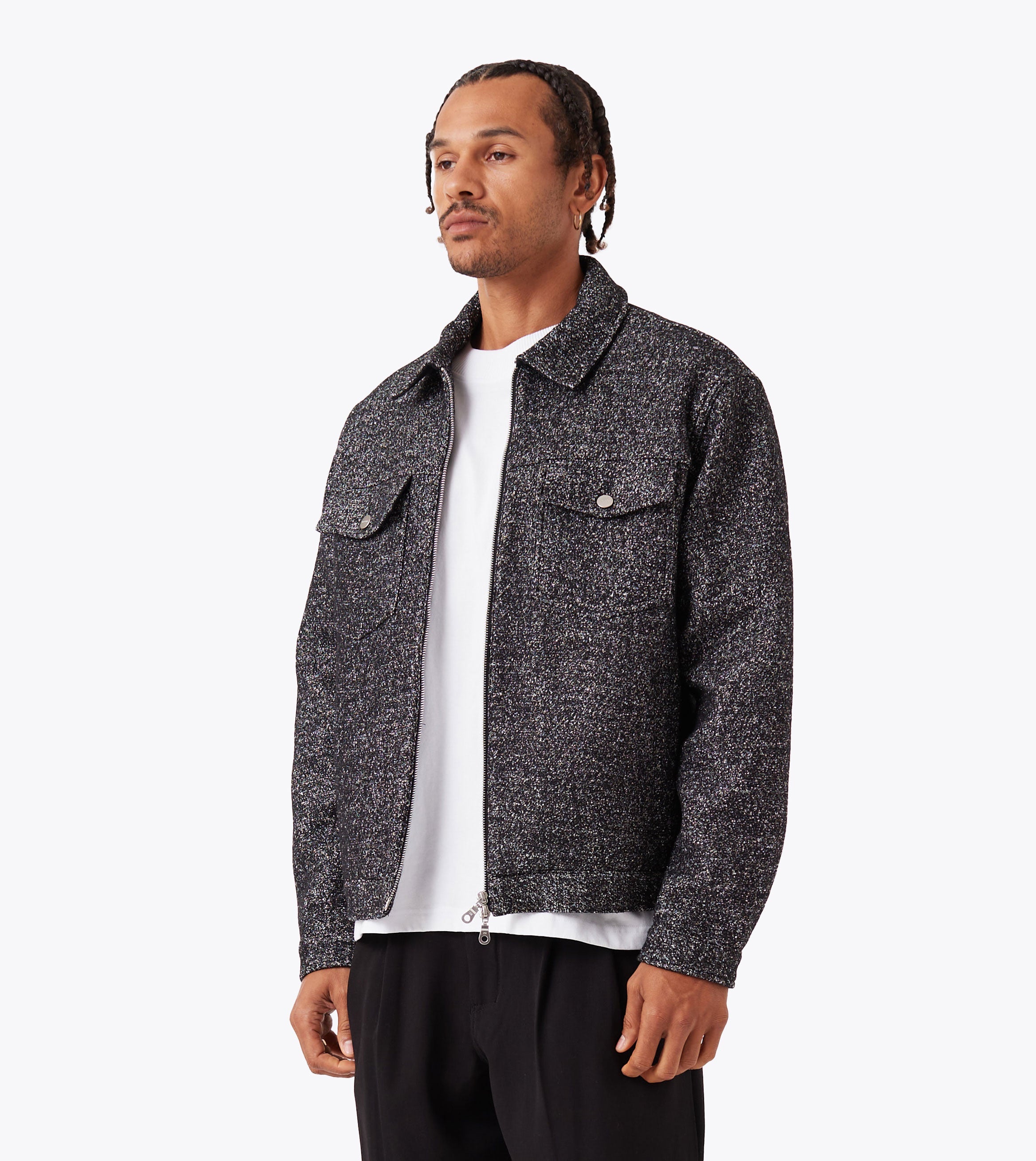 Cropped Harrington Jacket Black Speck