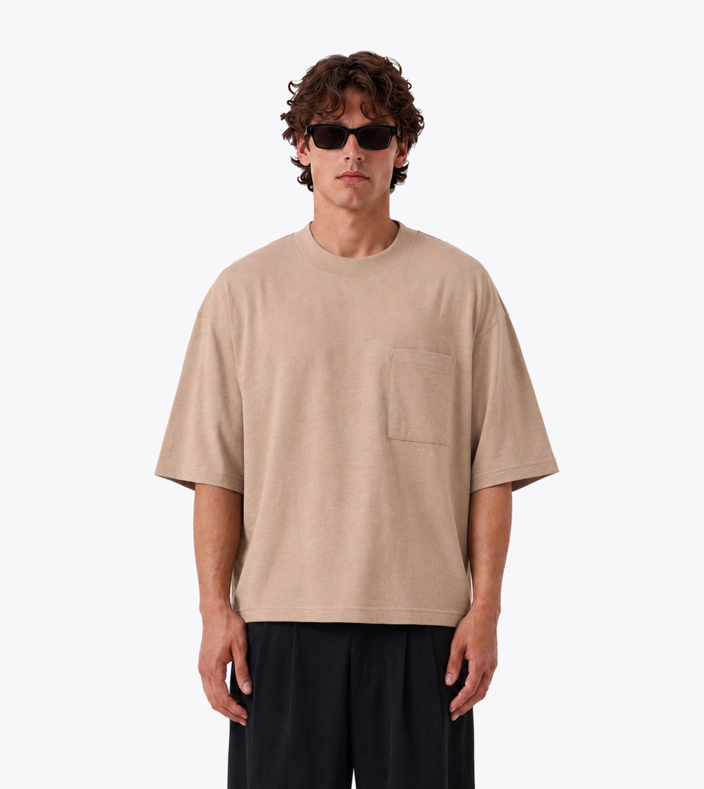 Cropped Slub Flow Tee Coffee