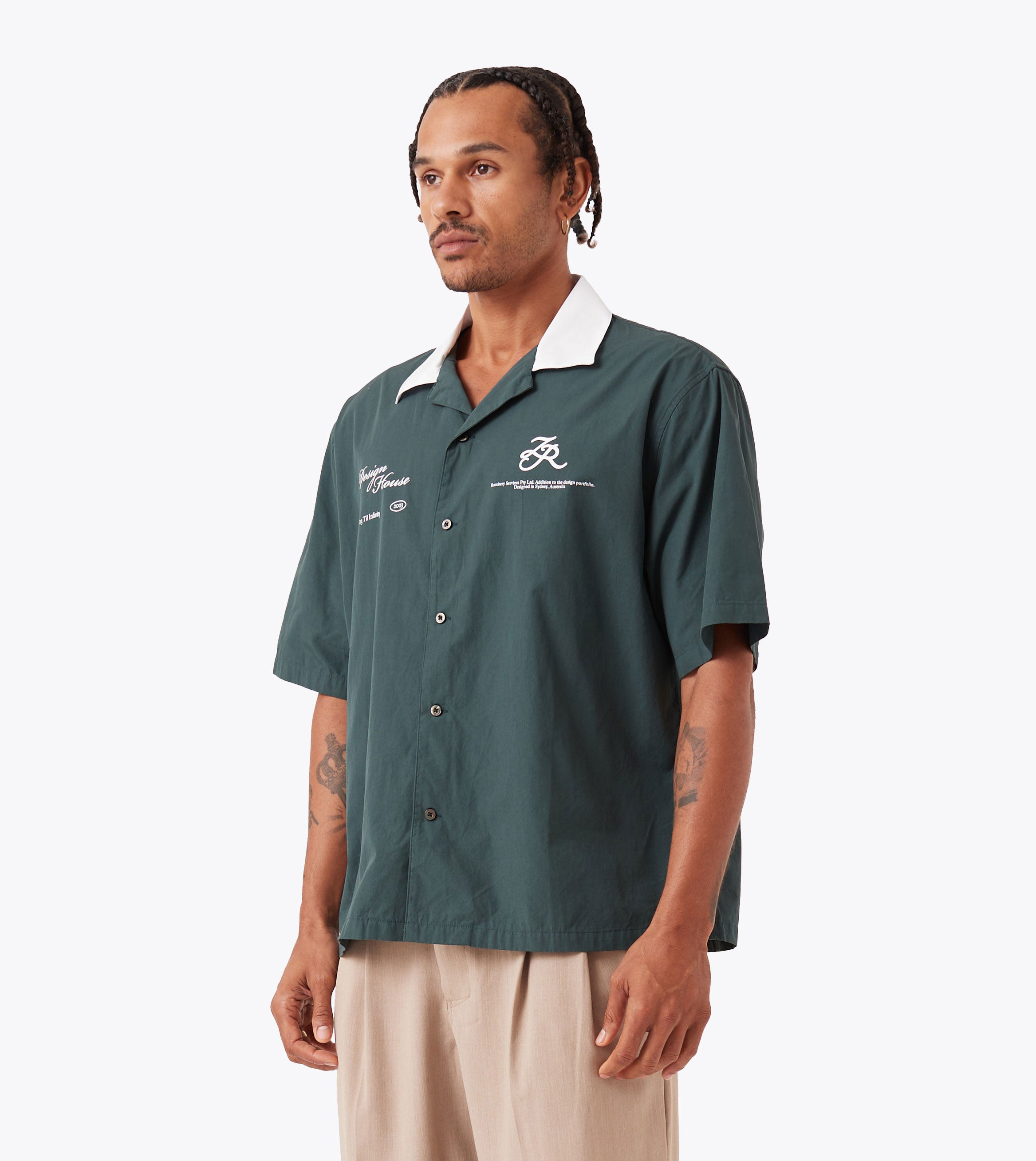 Design House SS Shirt Forest/White