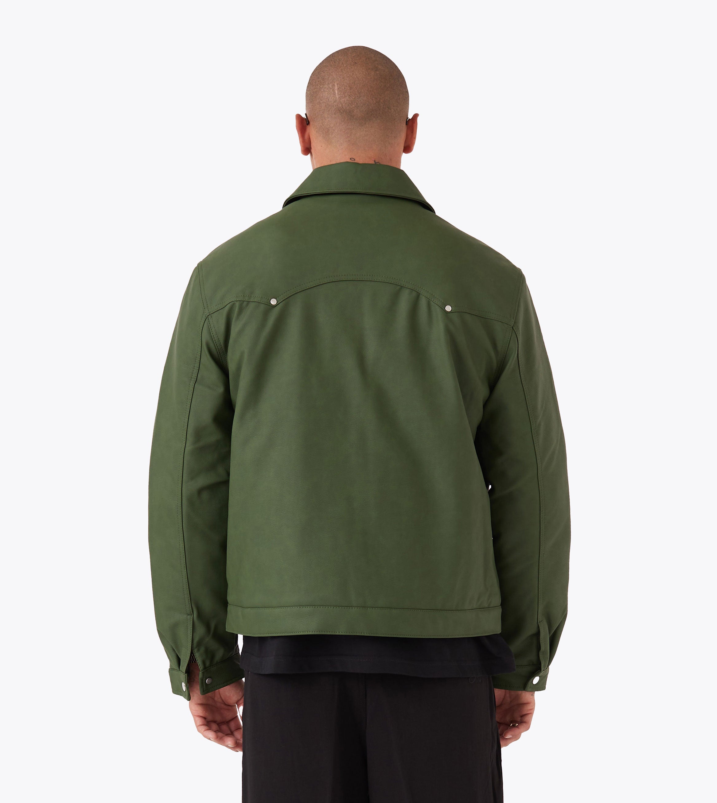 Faux Leather Aviator Jacket Forest