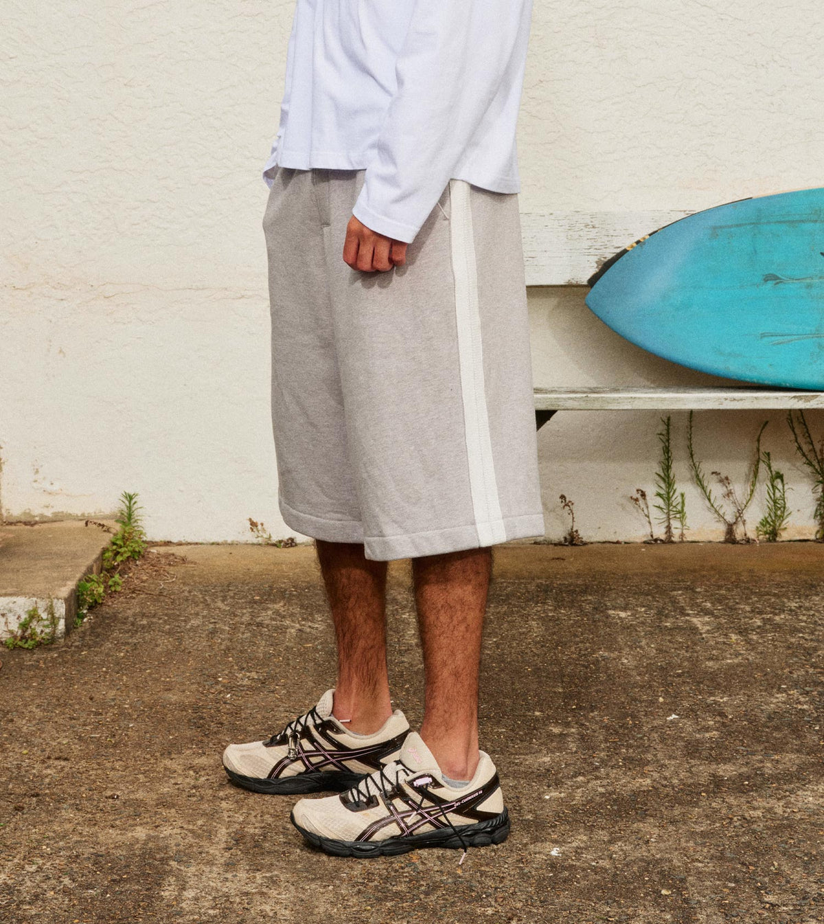 Stitched Fleece Mega Short Grey Marle
