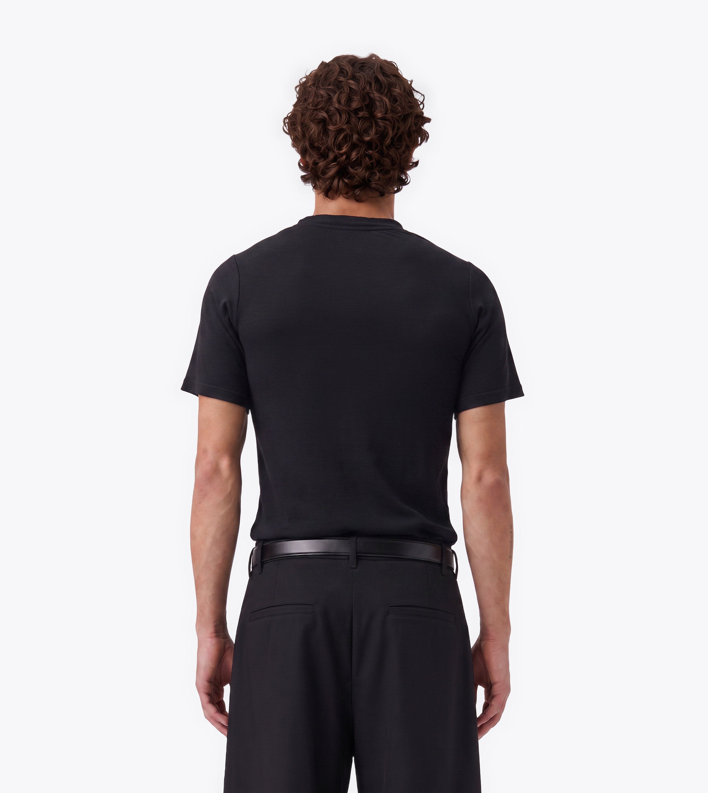 Henley Rib Baby Tee Black