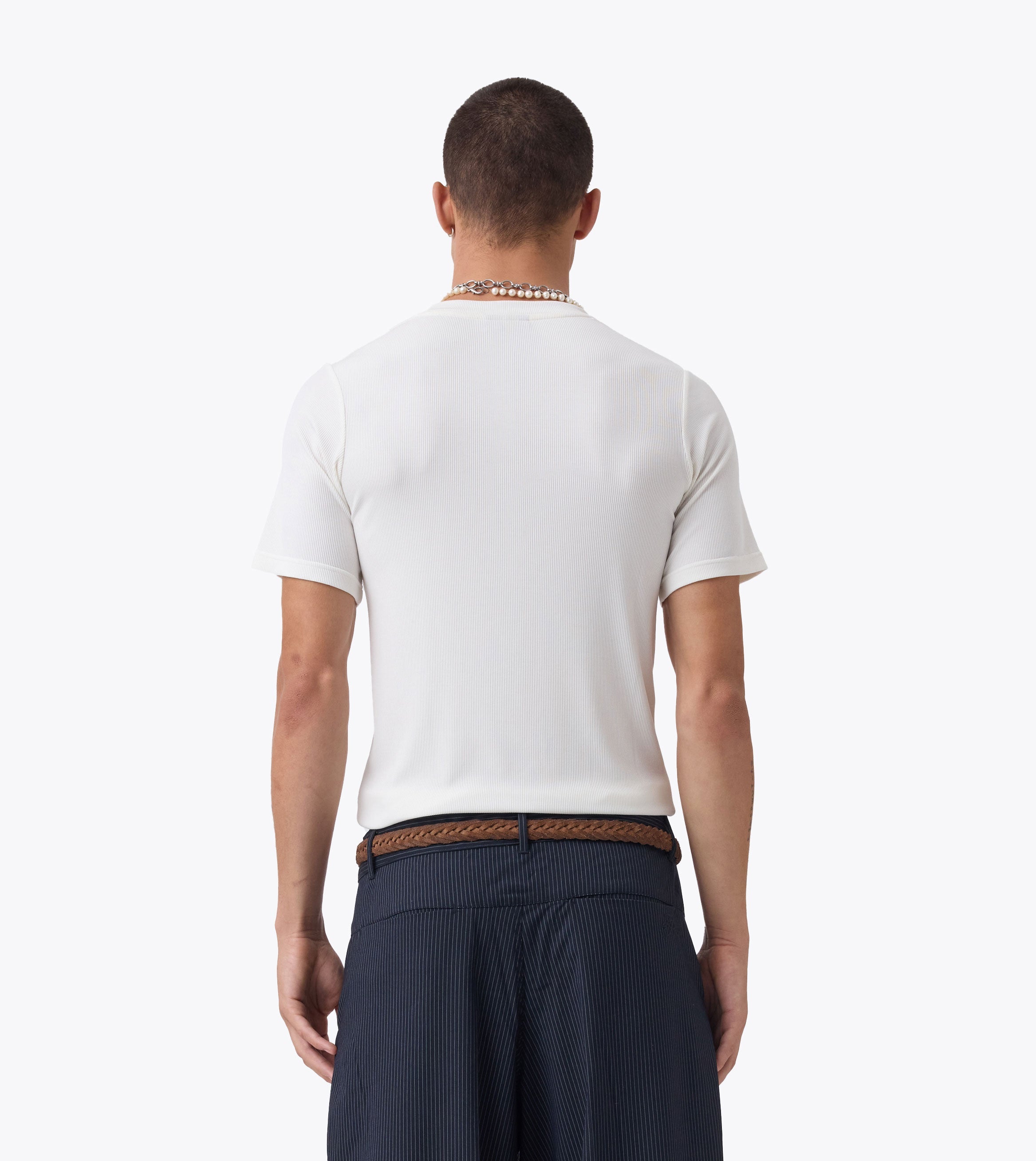 Henley Rib Baby Tee White