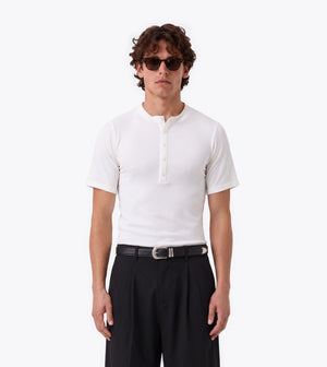 Henley Rib Baby Tee White