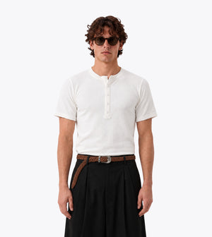 Henley Rib Baby Tee White