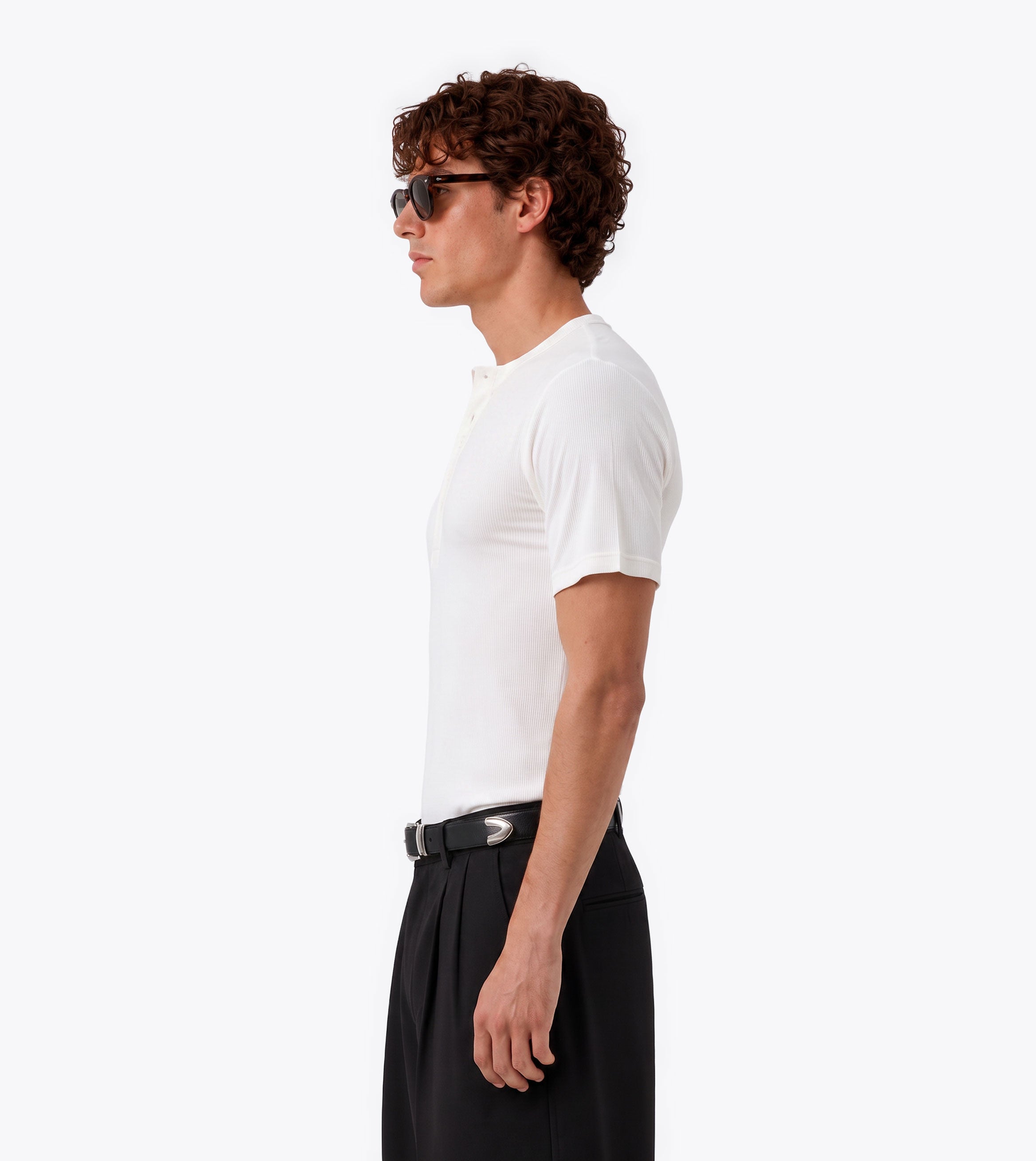 Henley Rib Baby Tee White