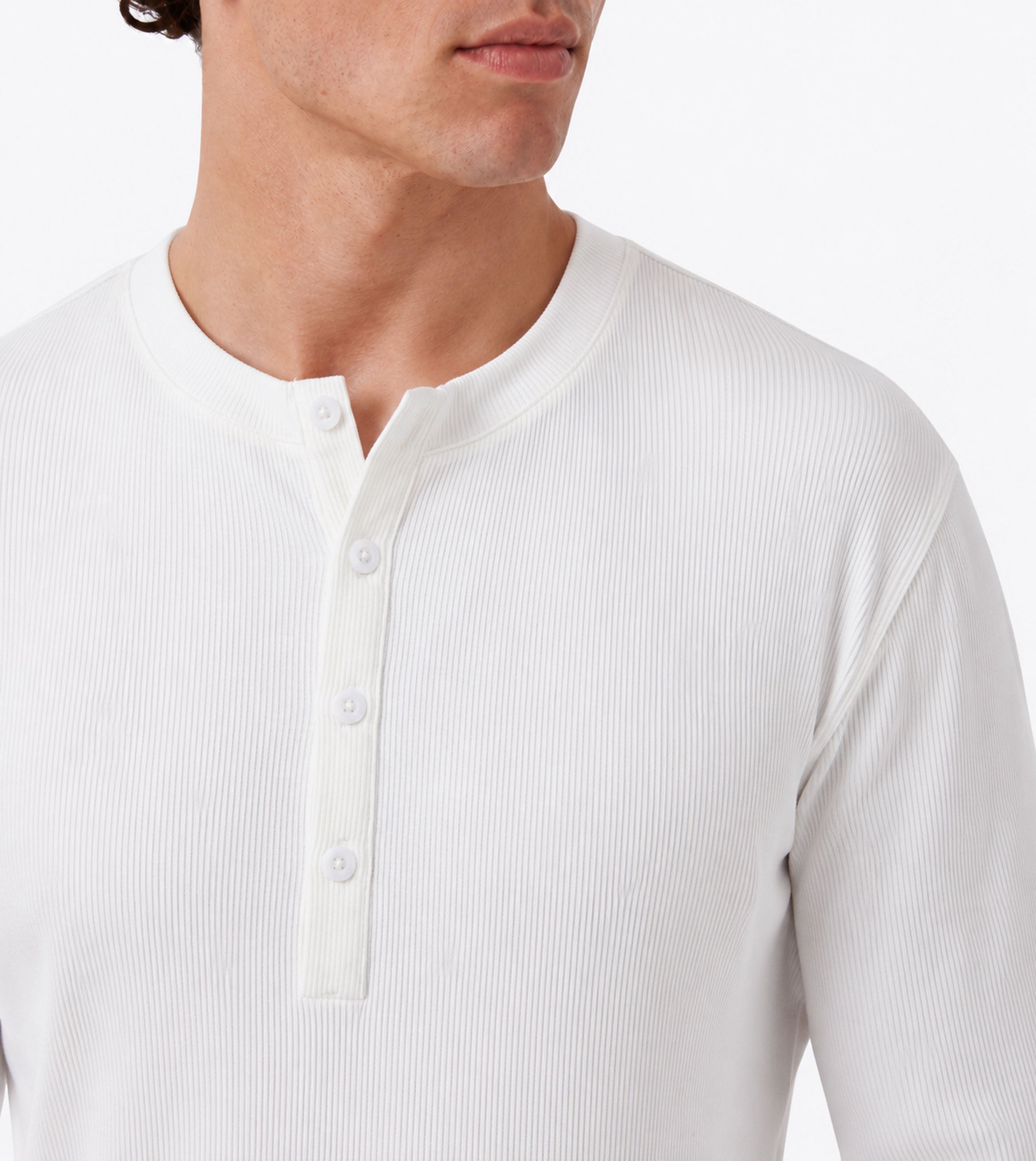 Henley Rib Baby Tee White