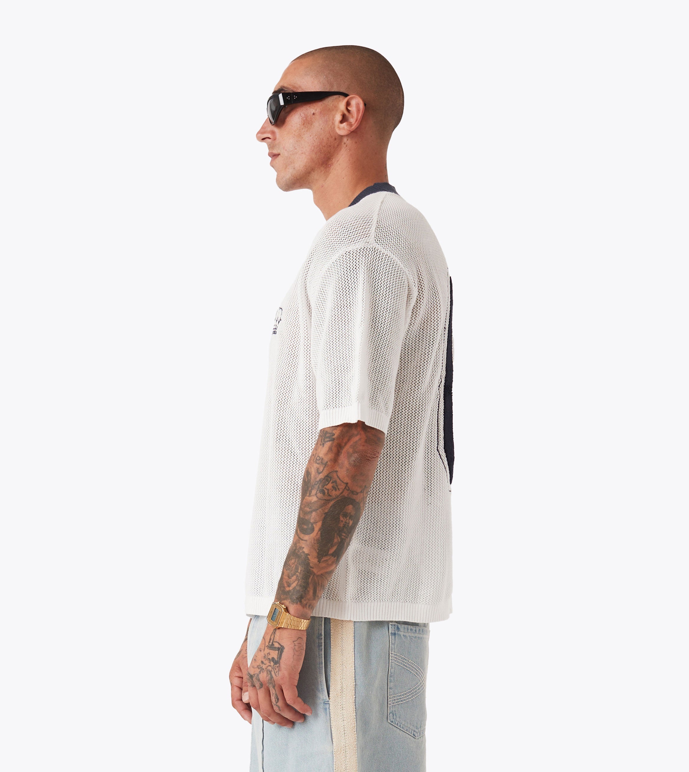 Knitted Baseball Jersey Vintage White