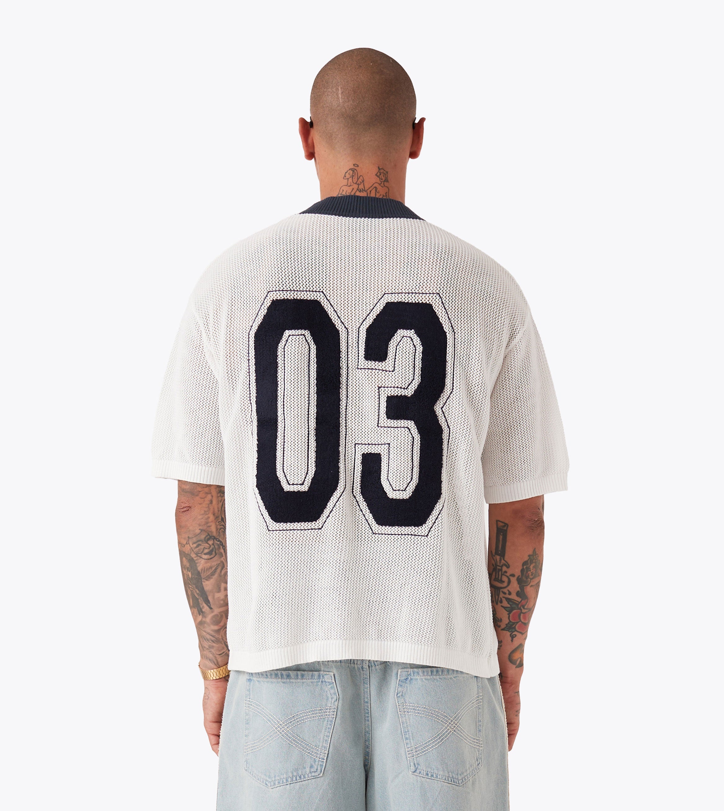 Knitted Baseball Jersey Vintage White