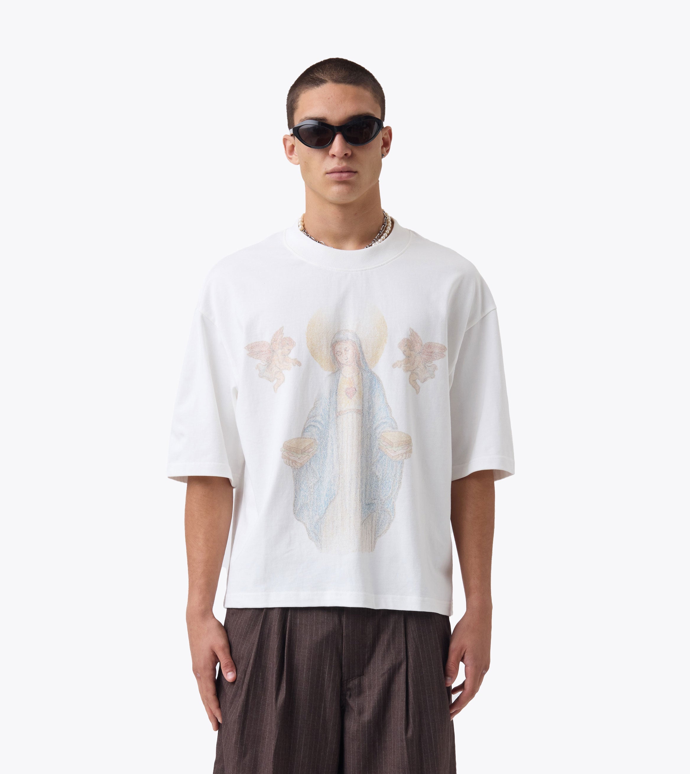 Mary Flow Crop Tee Vintage White