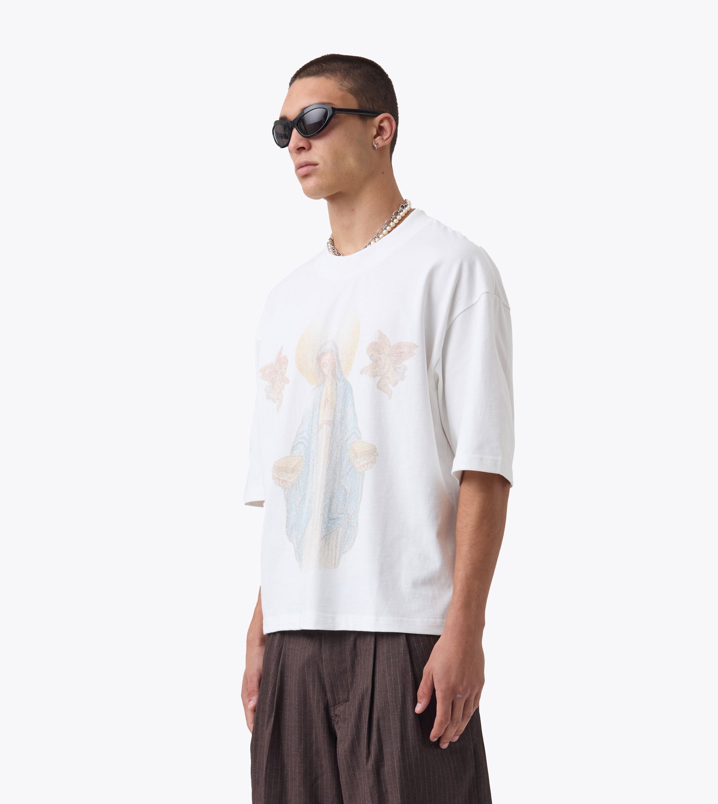 Mary Flow Crop Tee Vintage White