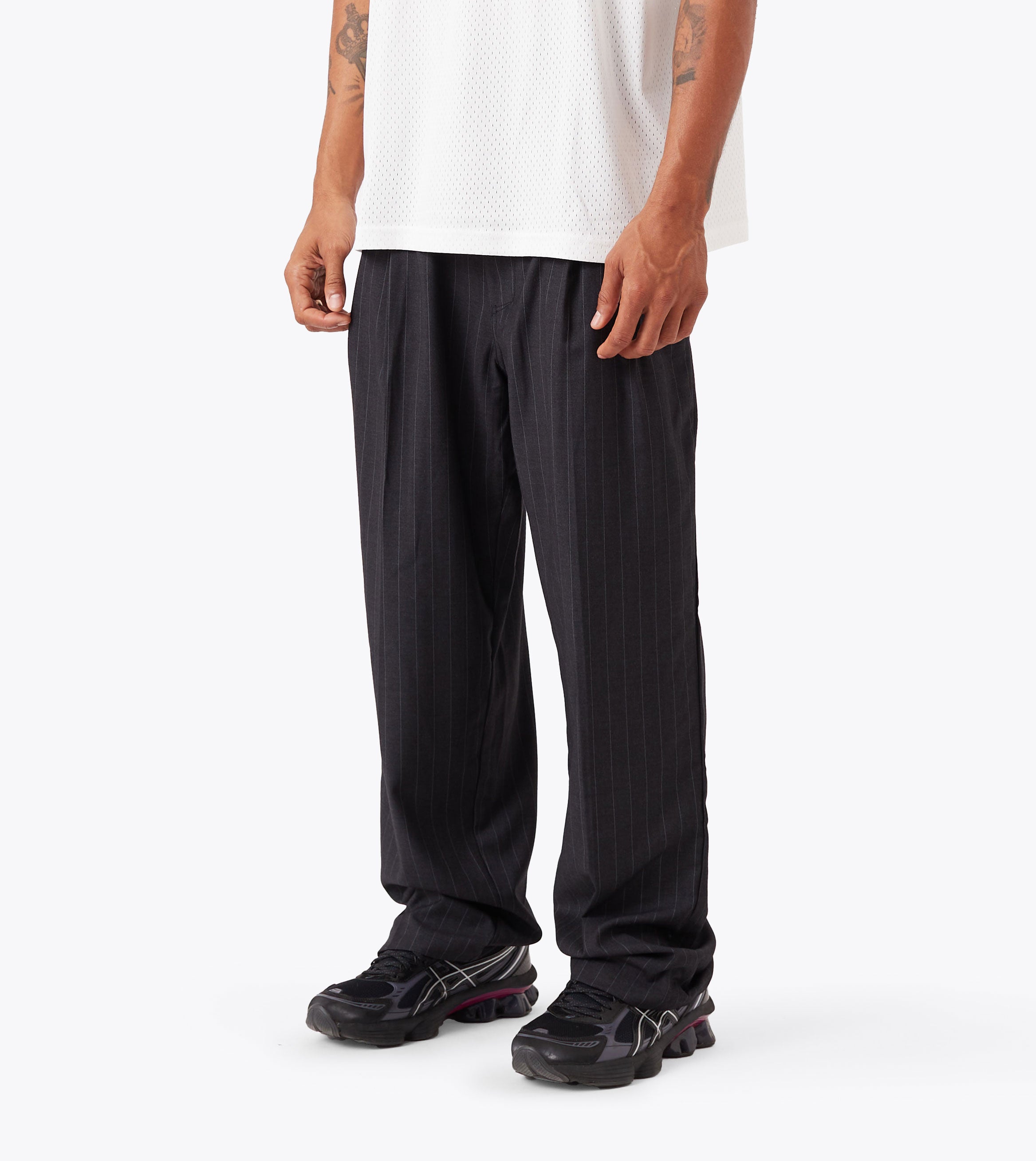 Pinstripe Flow Pant Black