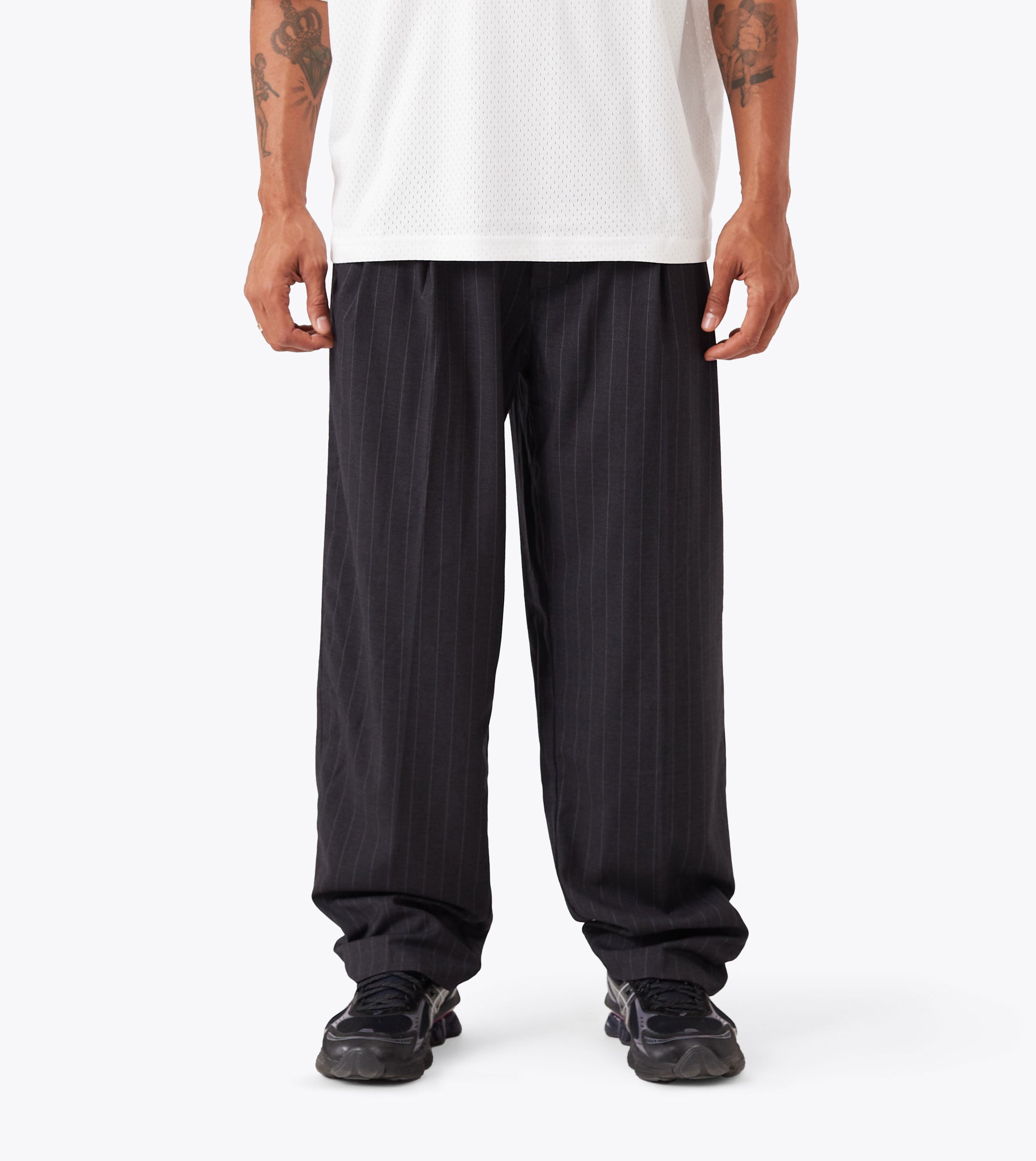 Pinstripe Flow Pant Black