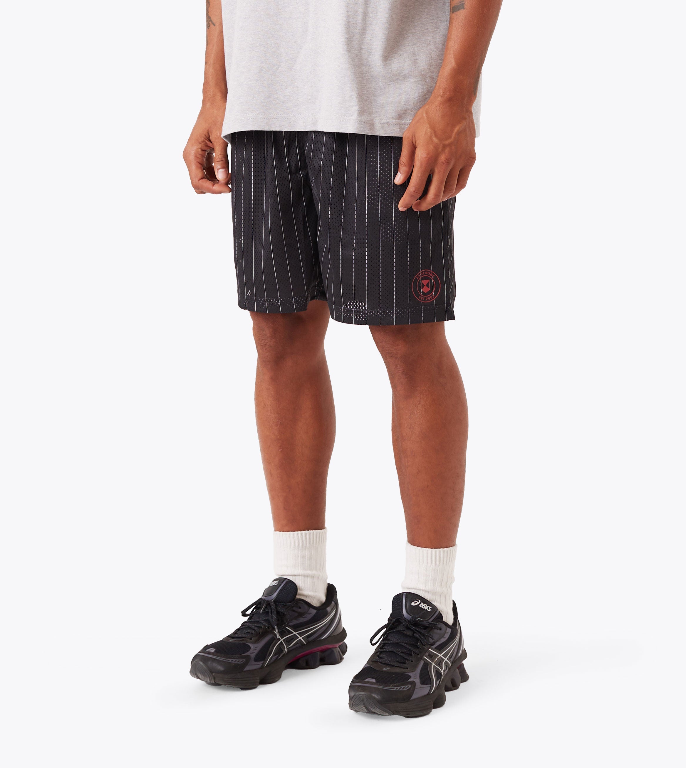 Pinstripe Training Mesh Short Navy Stripe