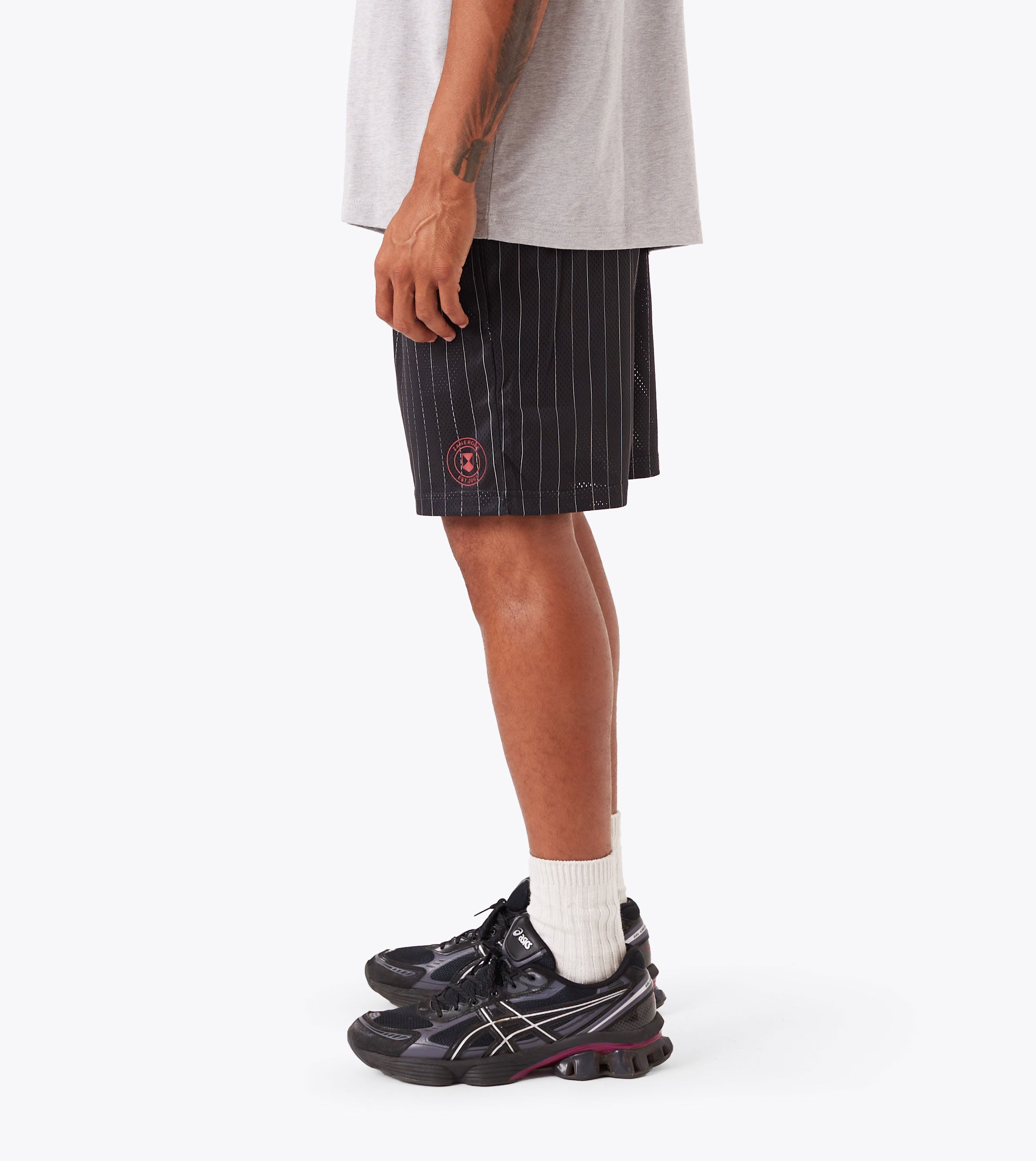Pinstripe Training Mesh Short Navy Stripe