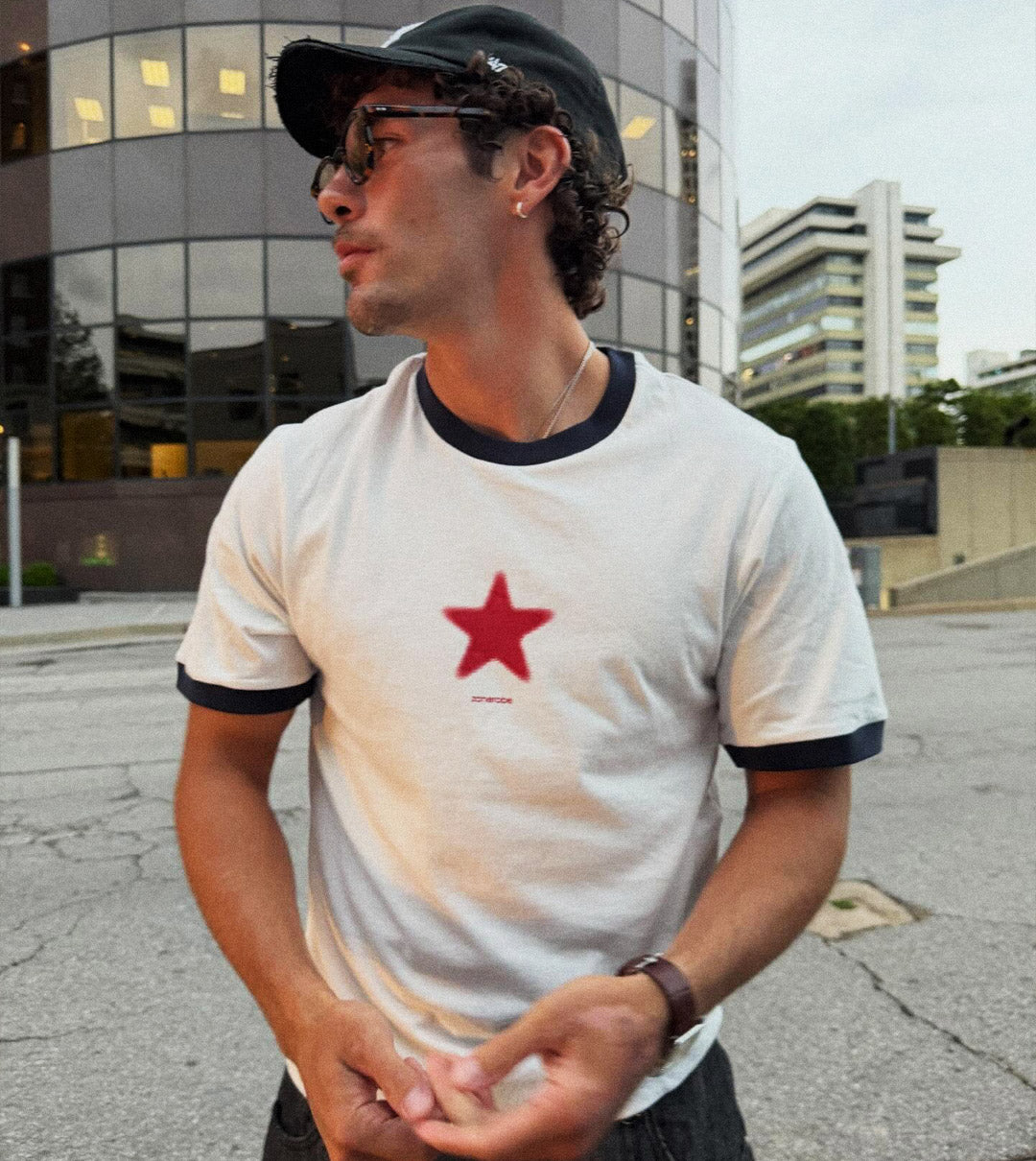 Star Ringer Baby Tee Vintage White/Navy