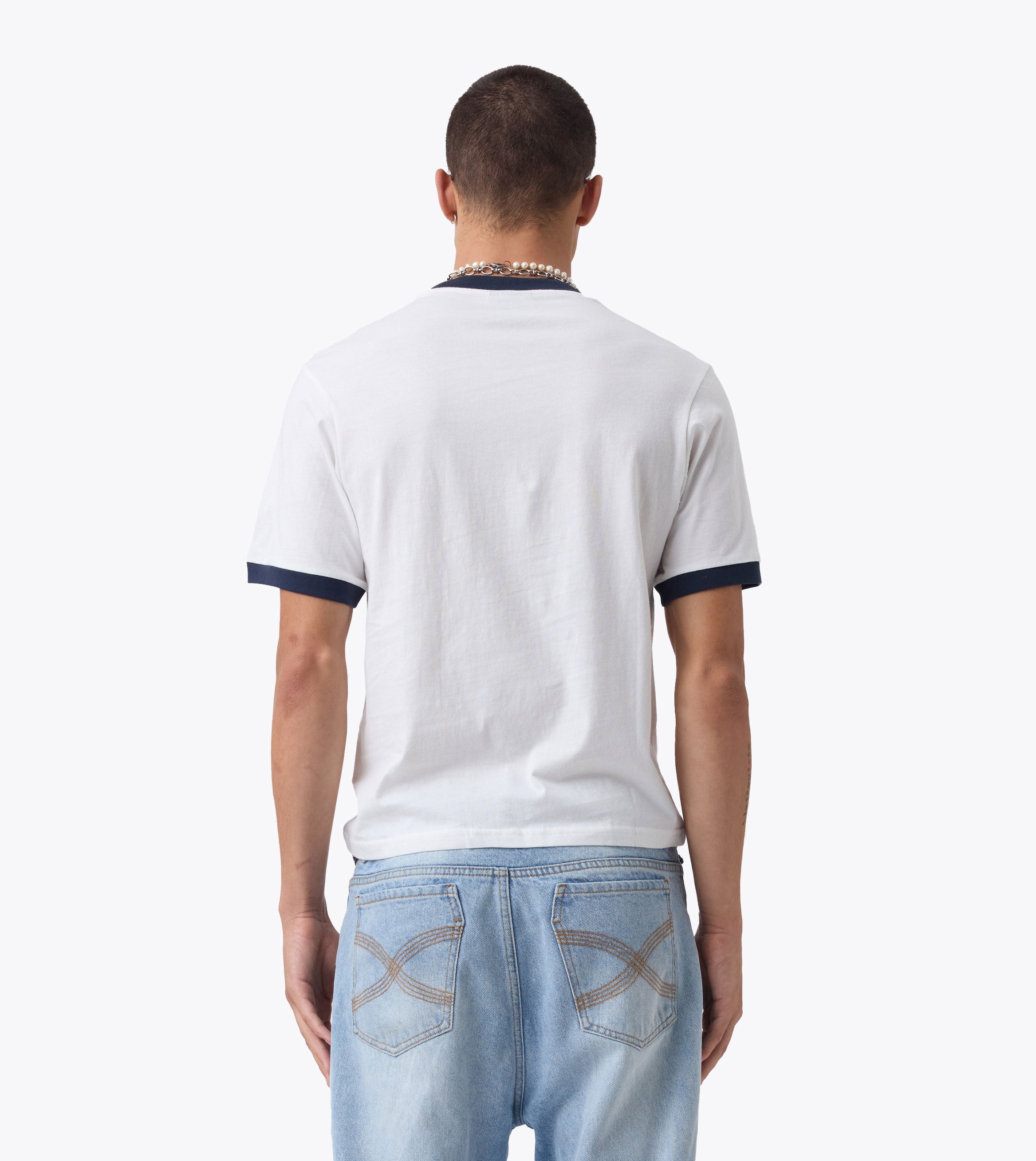 Star Ringer Baby Tee Vintage White/Navy