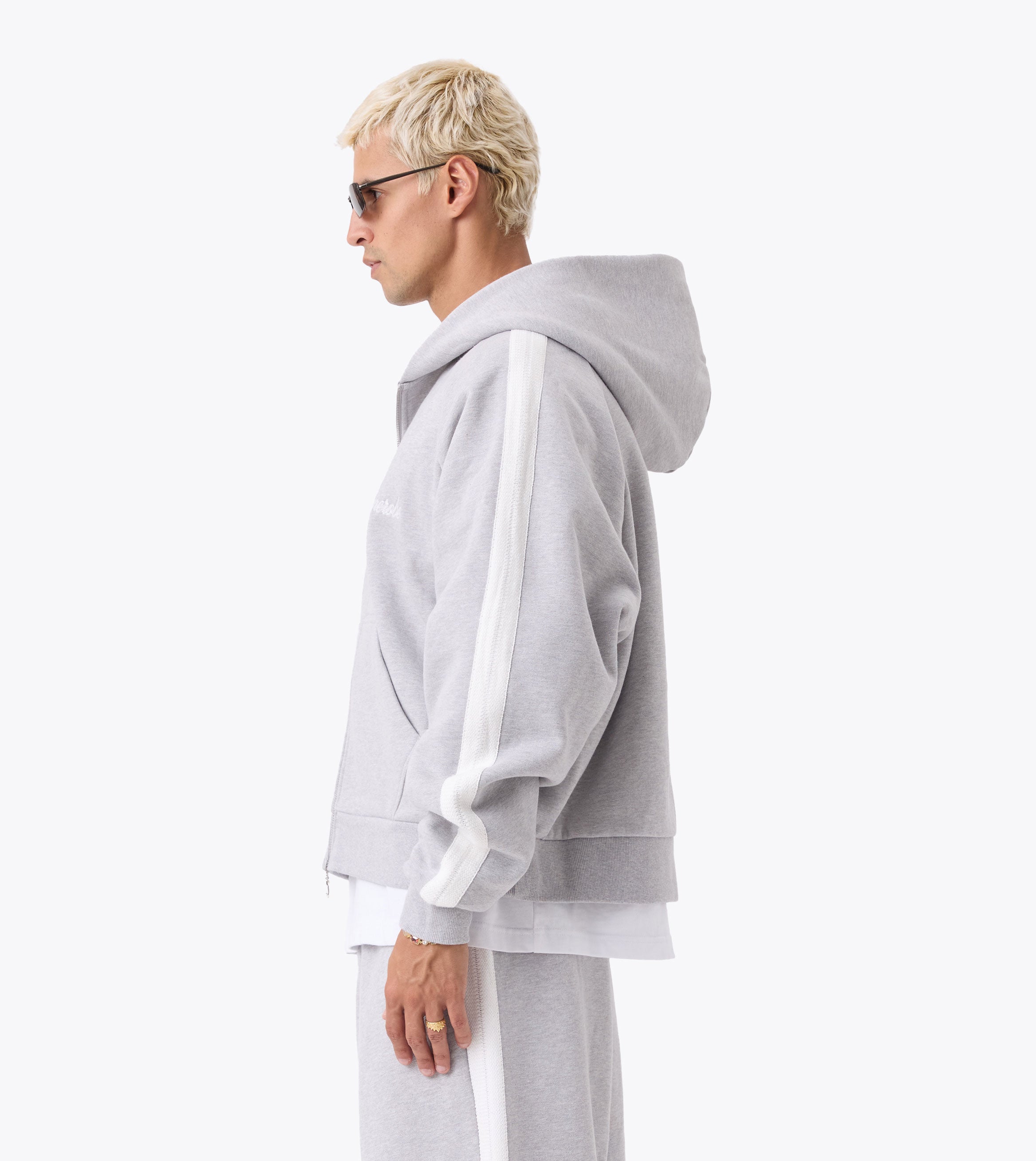 Stitched Box Crop Hood Grey Marle - Coming Soon