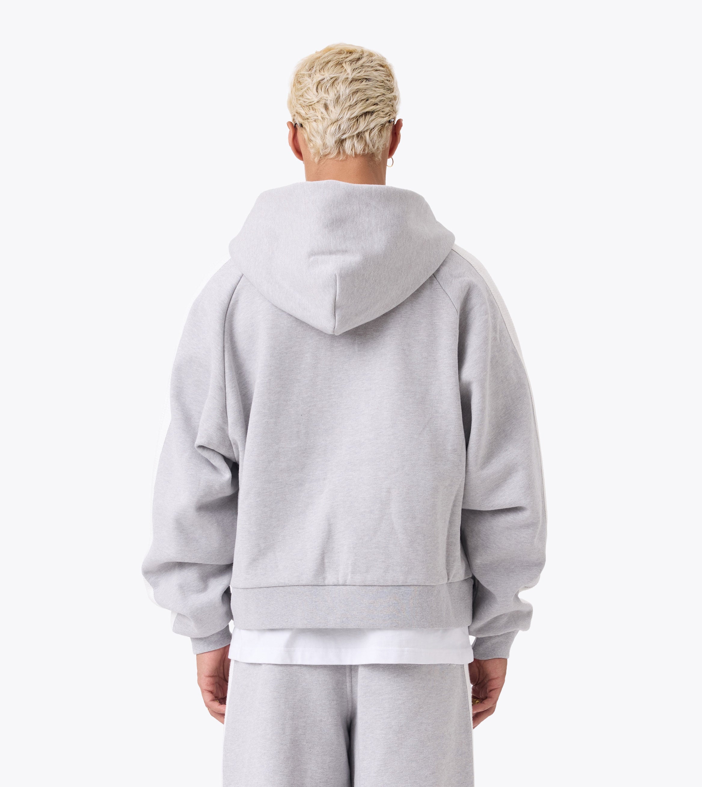 Stitched Box Crop Hood Grey Marle - Coming Soon