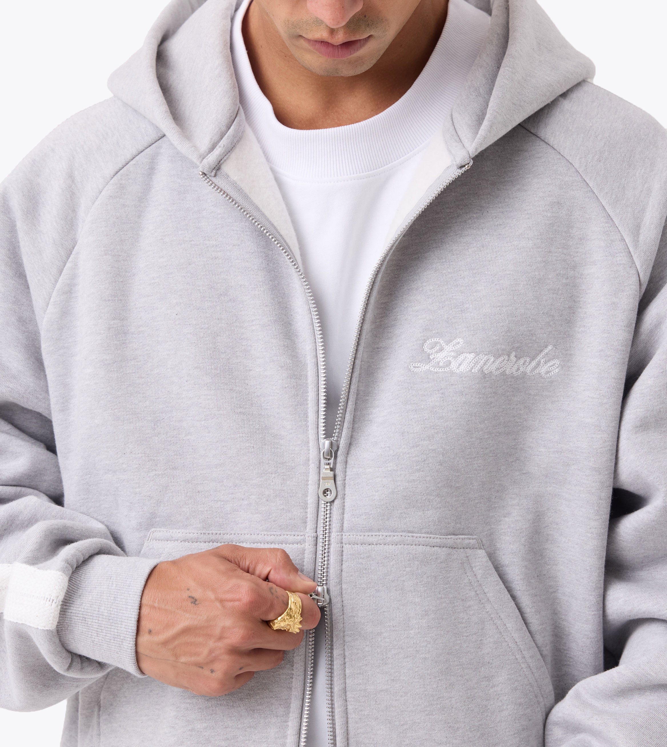 Stitched Box Crop Hood Grey Marle - Coming Soon