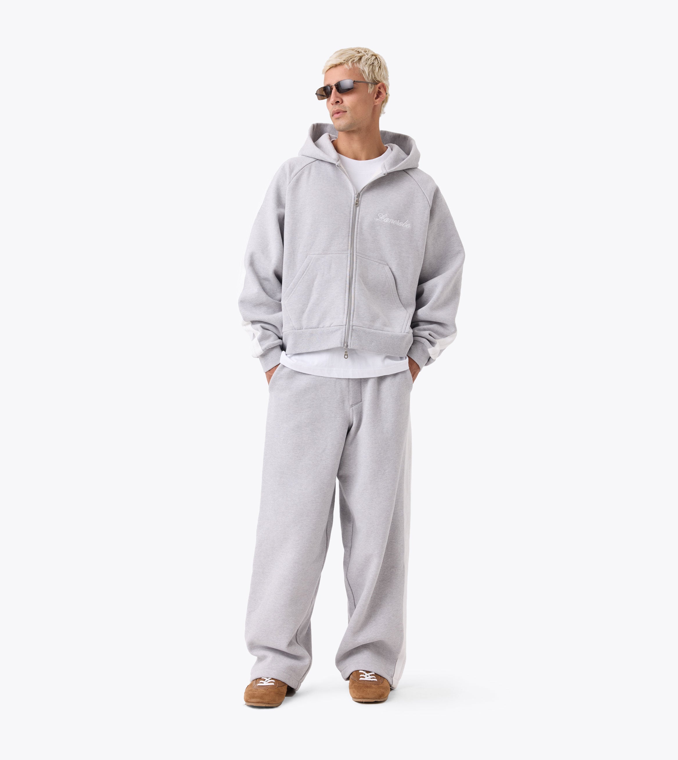 Stitched Box Crop Hood Grey Marle - Coming Soon