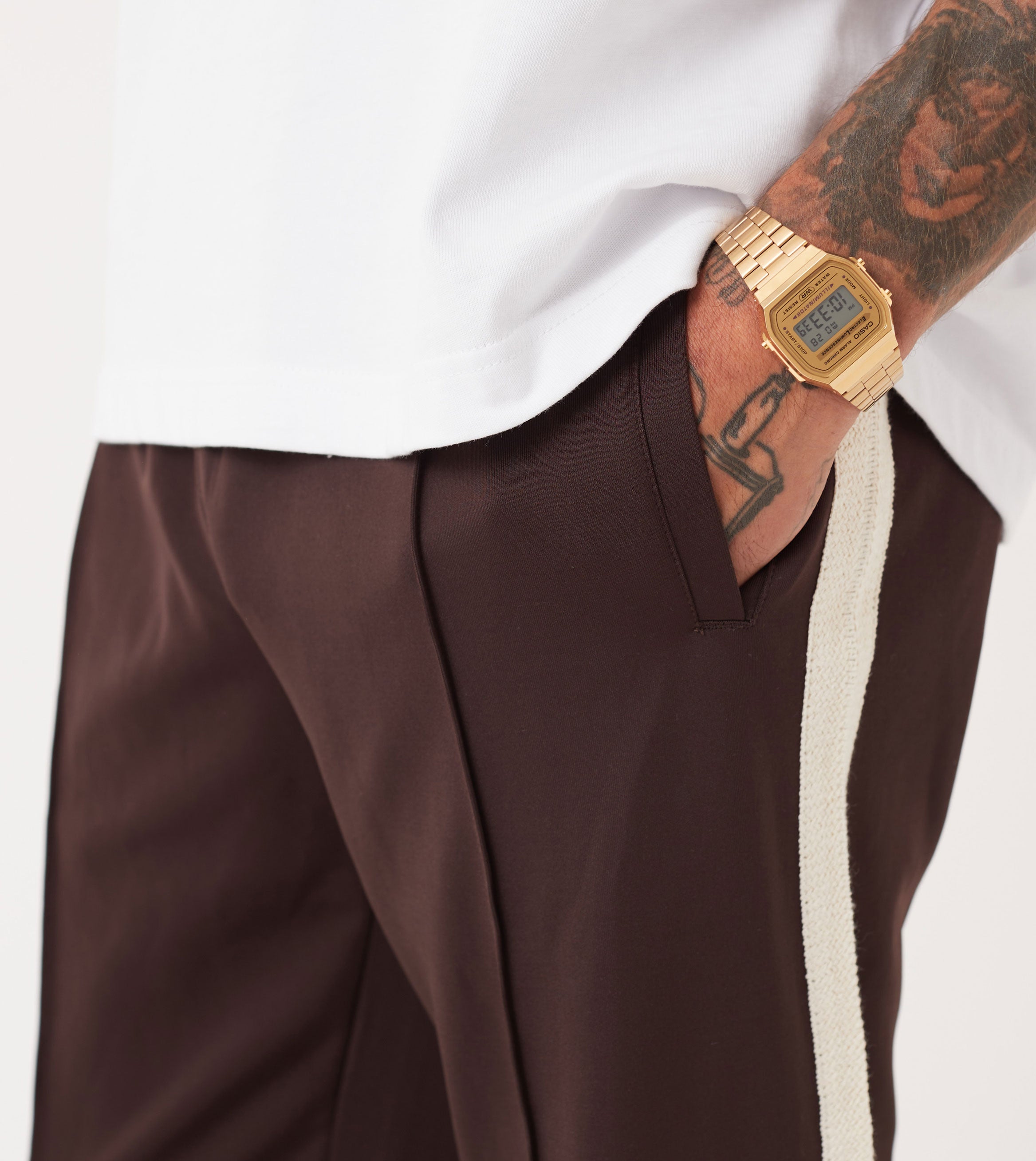 Stitched Football Trackpant Dk Choc