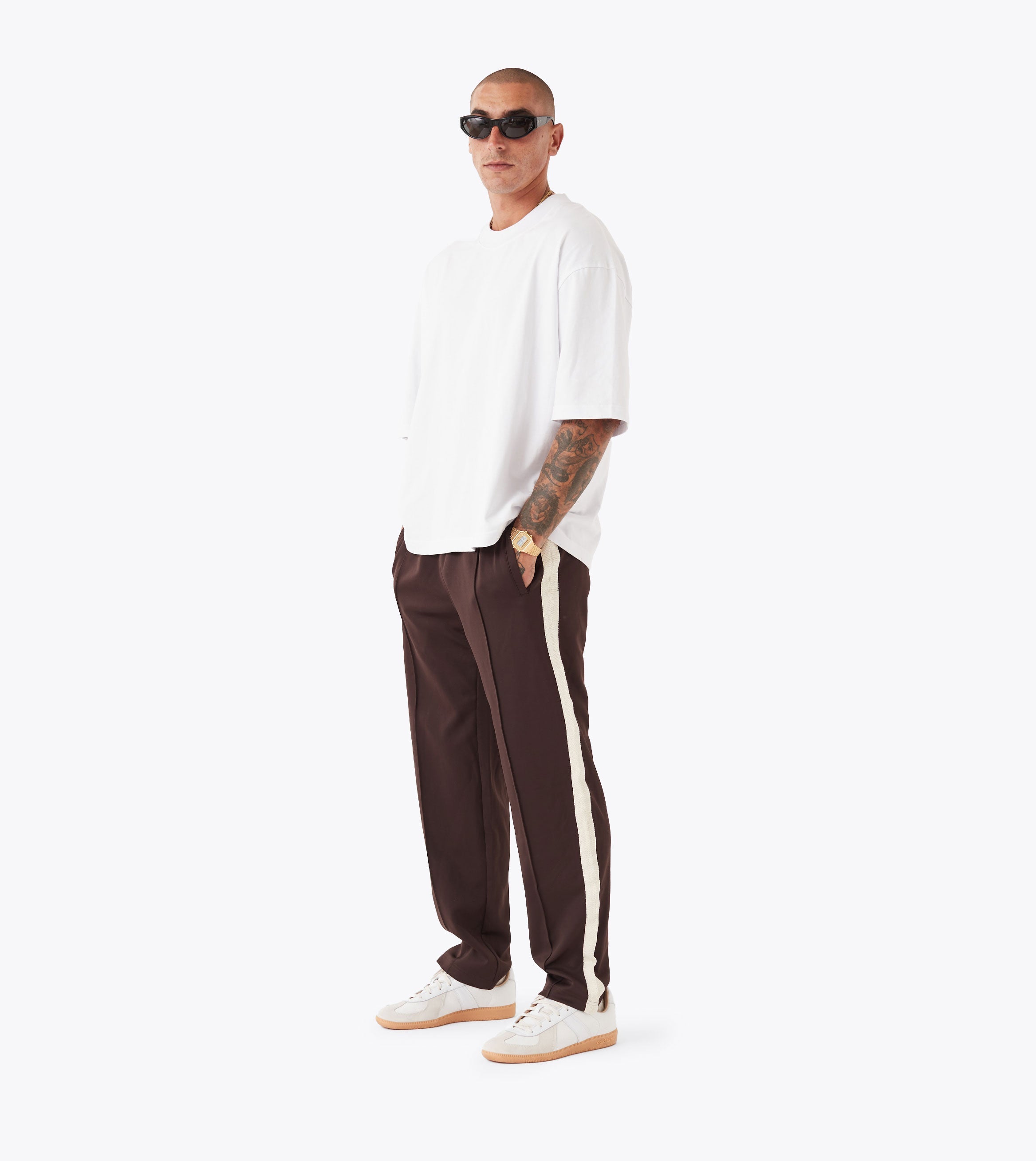 Stitched Football Trackpant Dk Choc