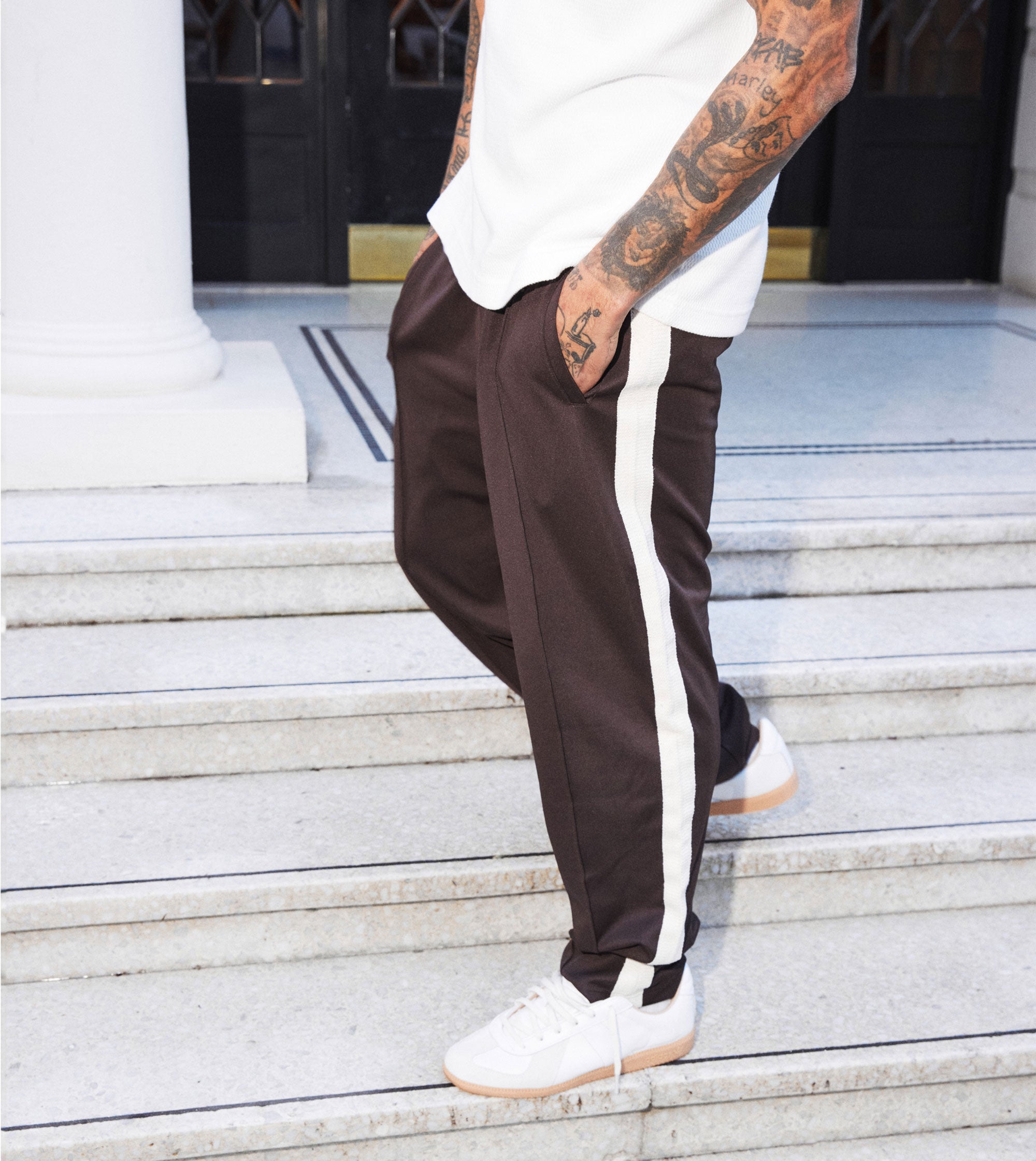 Stitched Football Trackpant Dk Choc