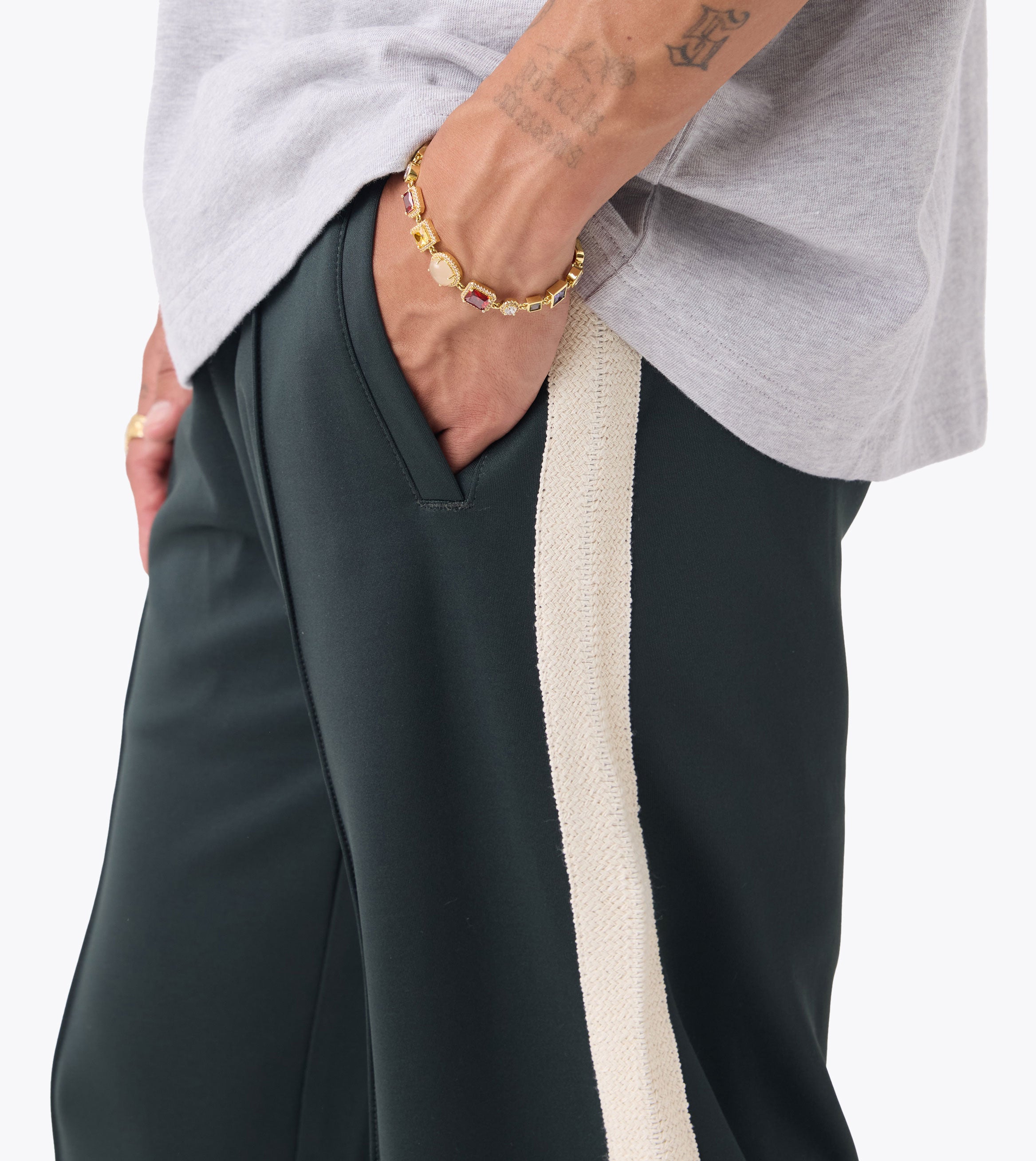 Stitched Football Trackpant Forest - Coming Soon