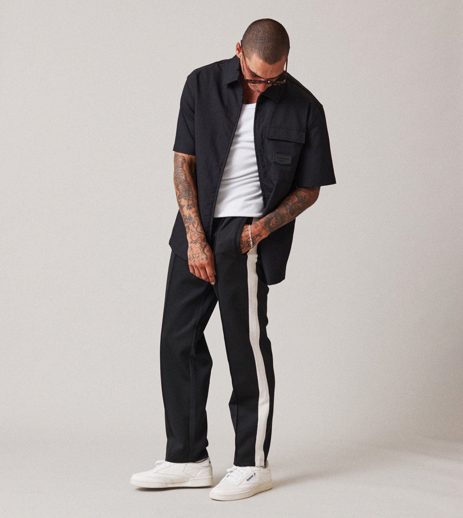 Stitched Football Trackpant Black