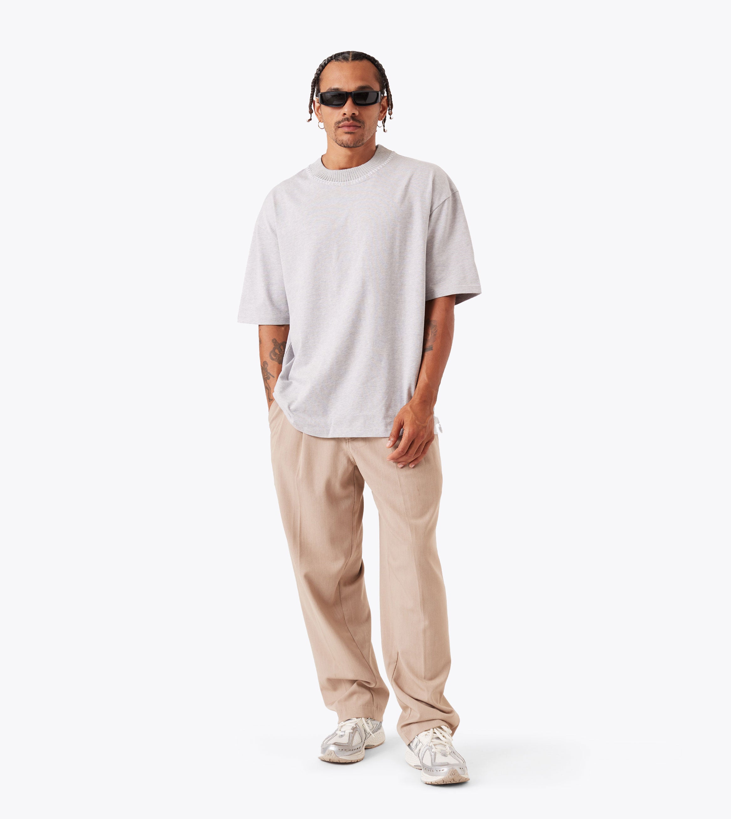 Stitched Lounge Tee Grey Marle