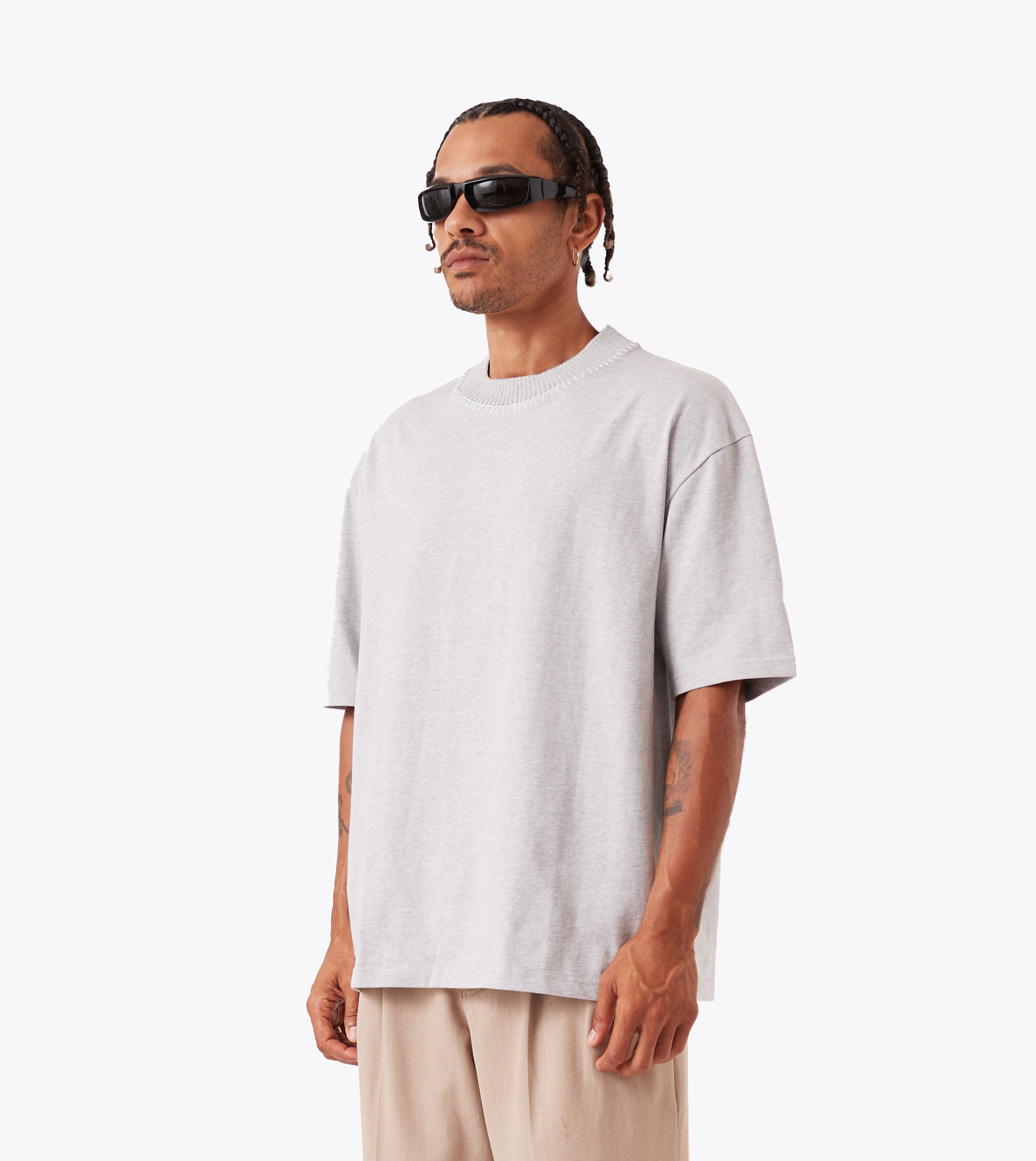 Stitched Lounge Tee Grey Marle