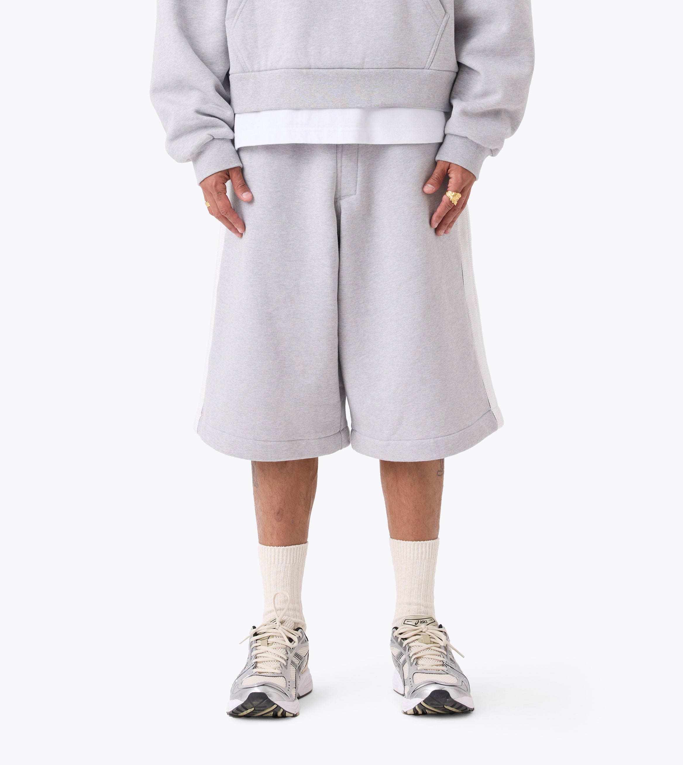 Stitched Fleece Mega Short Grey Marle