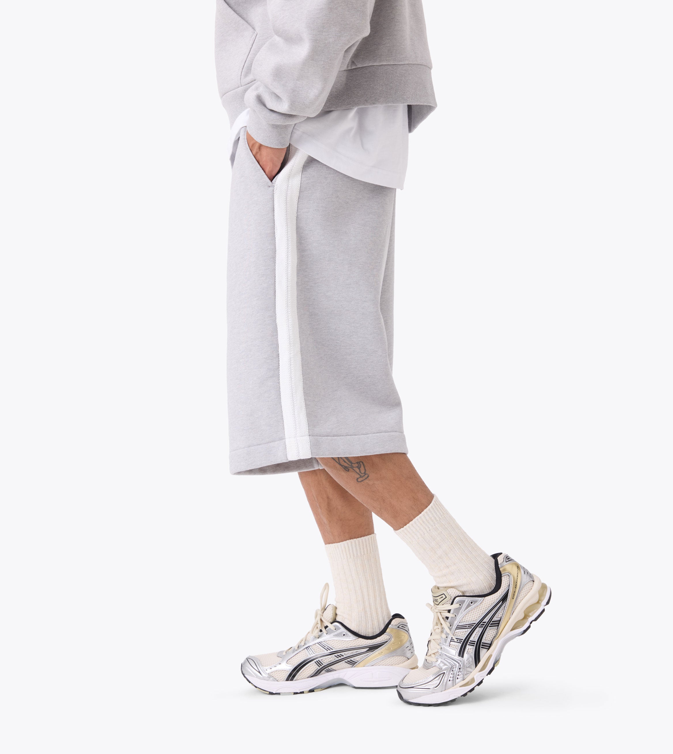 Stitched Fleece Mega Short Grey Marle - Coming Soon