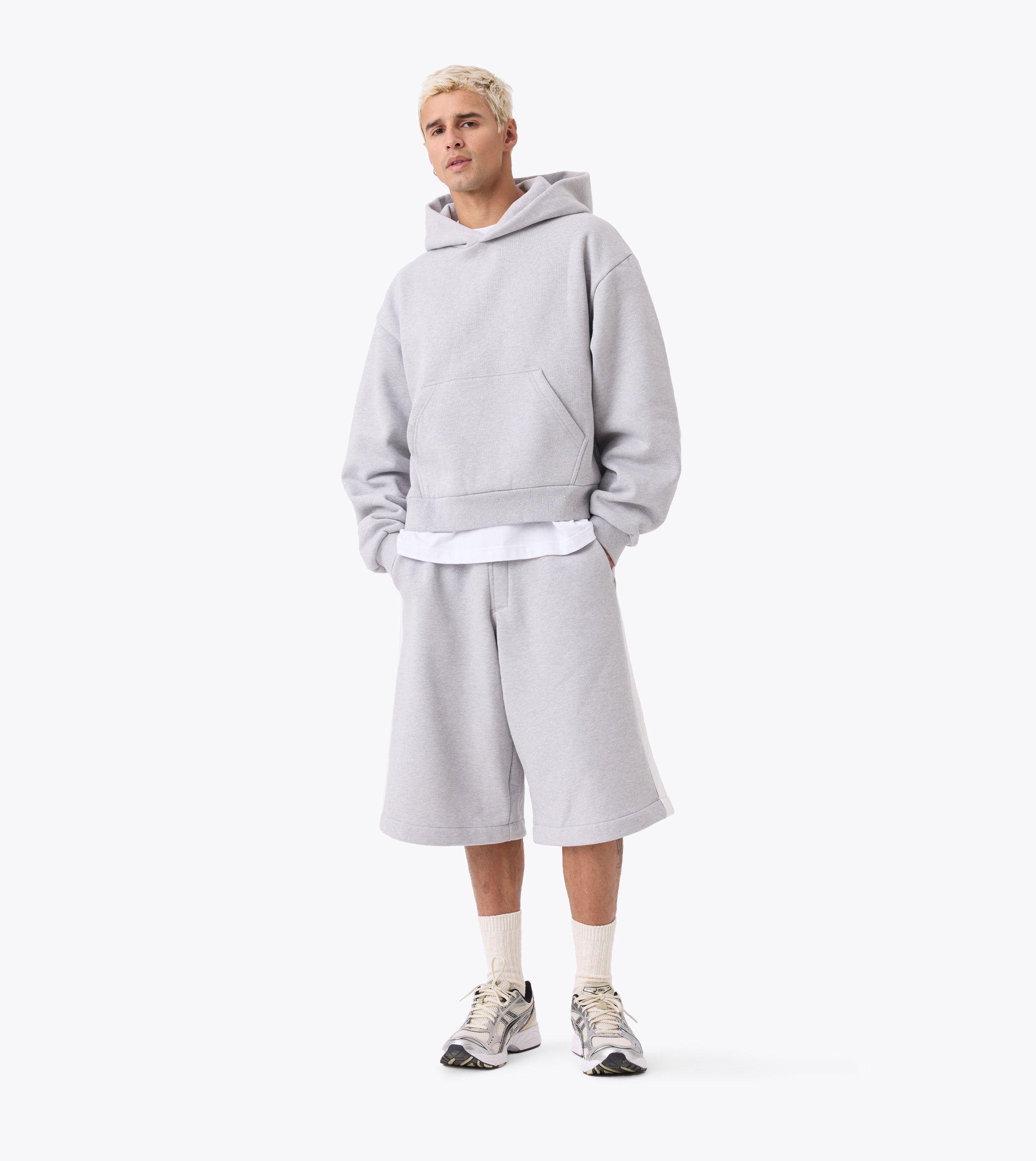 Stitched Fleece Mega Short Grey Marle - Coming Soon