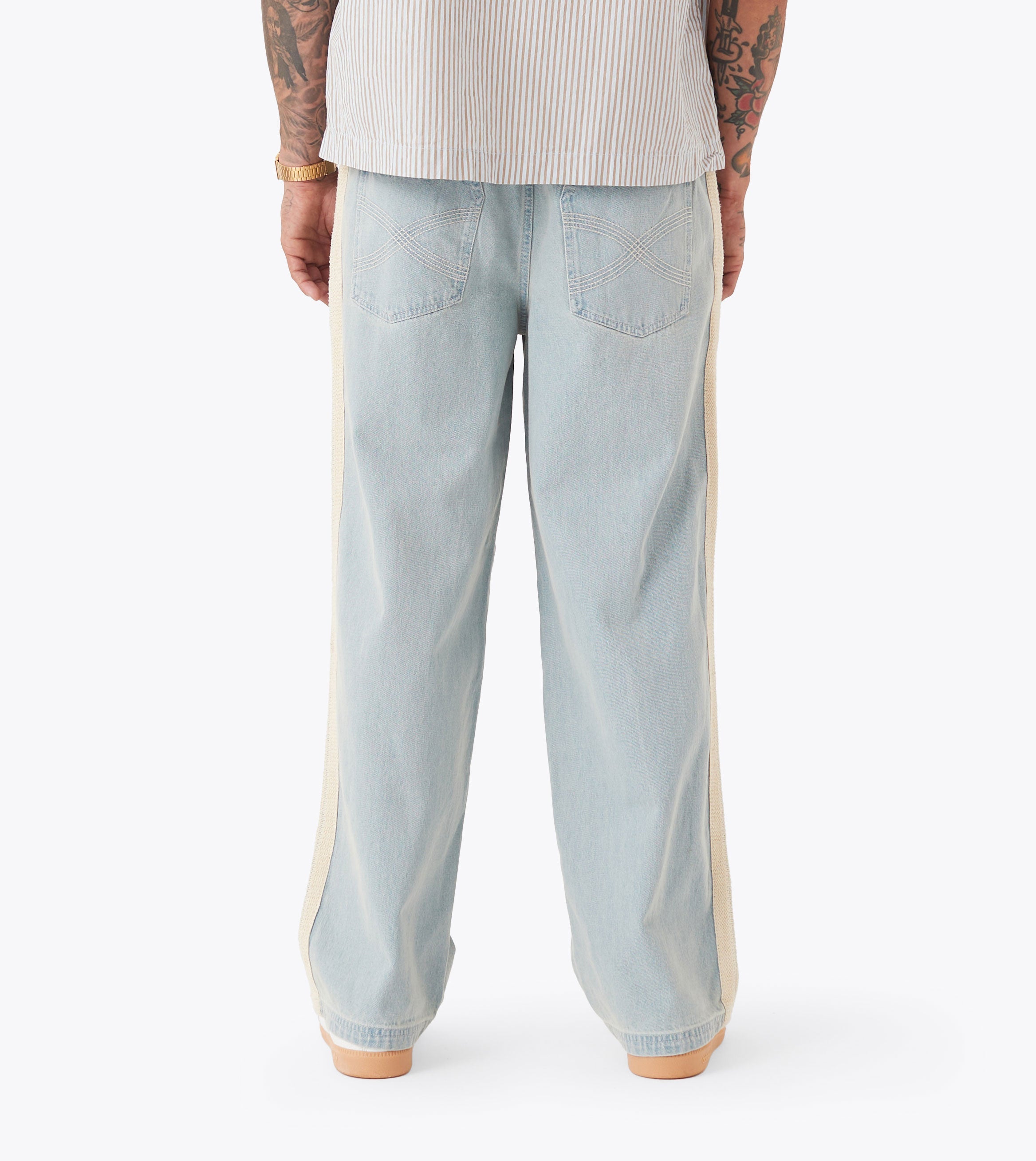 Stitched Pintuck Denim Pant LT Blue