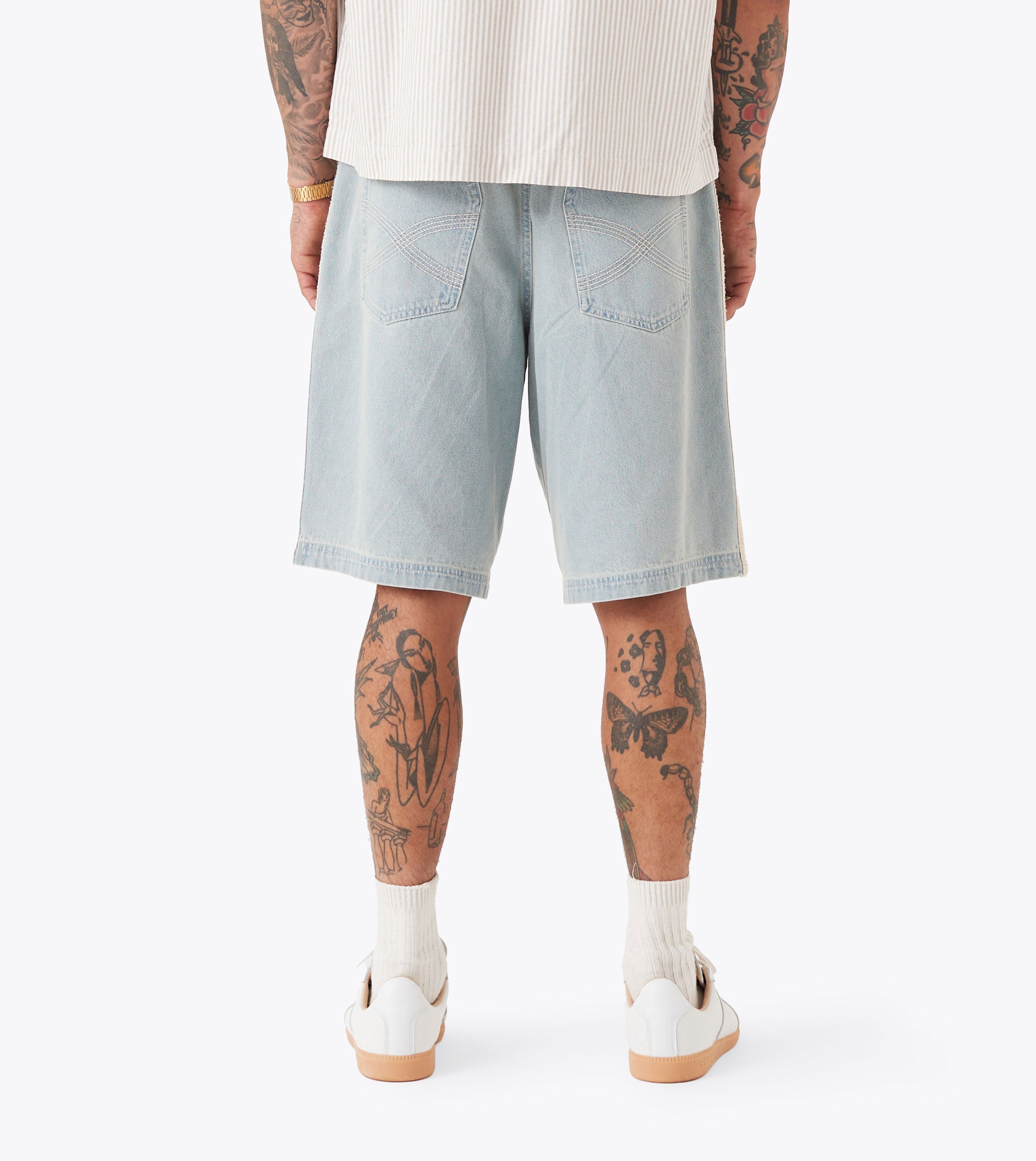 Stitched Pintuck Denim Short LT Blue