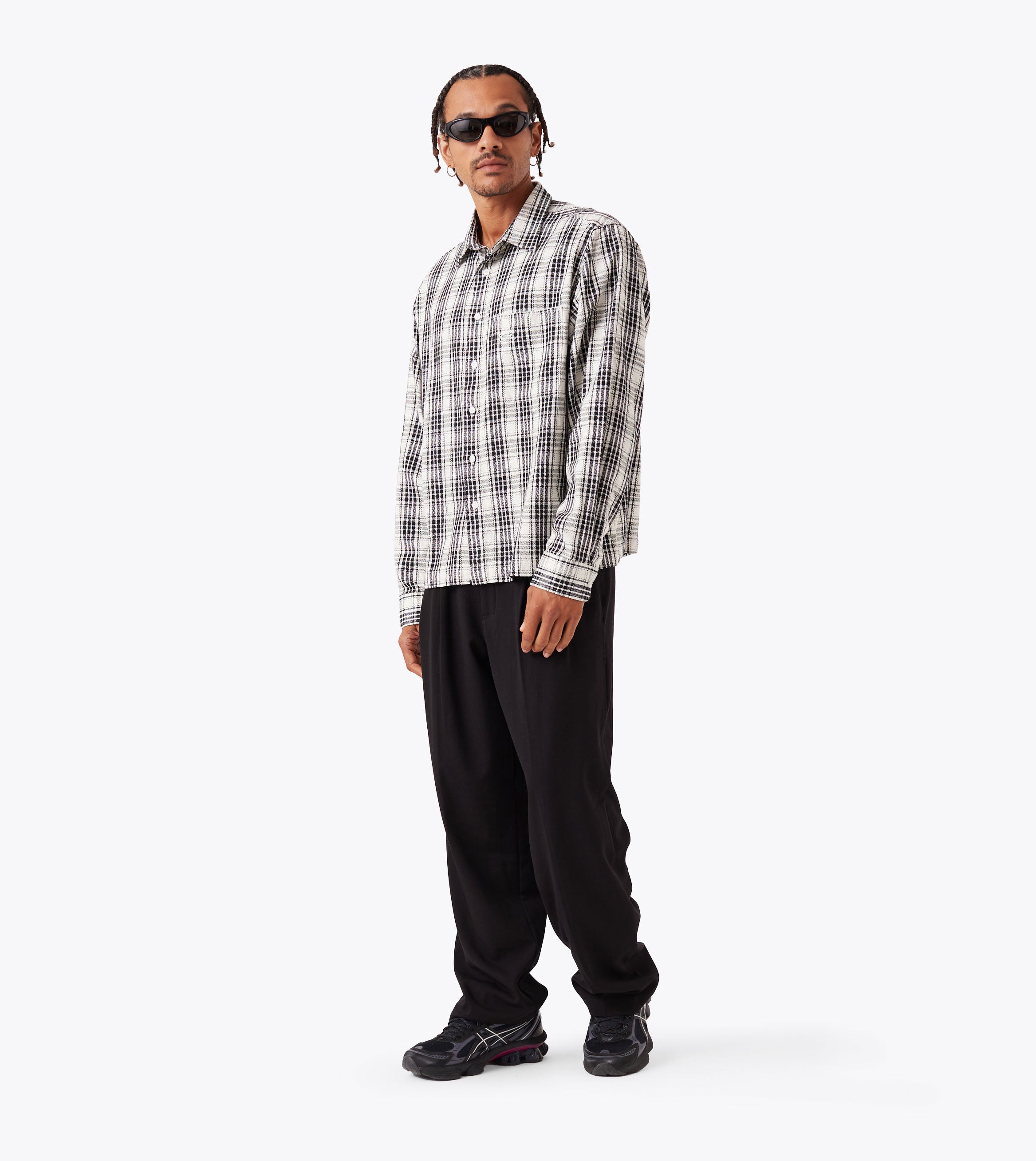 Stitched Plaid Shirt Vintage White/Black