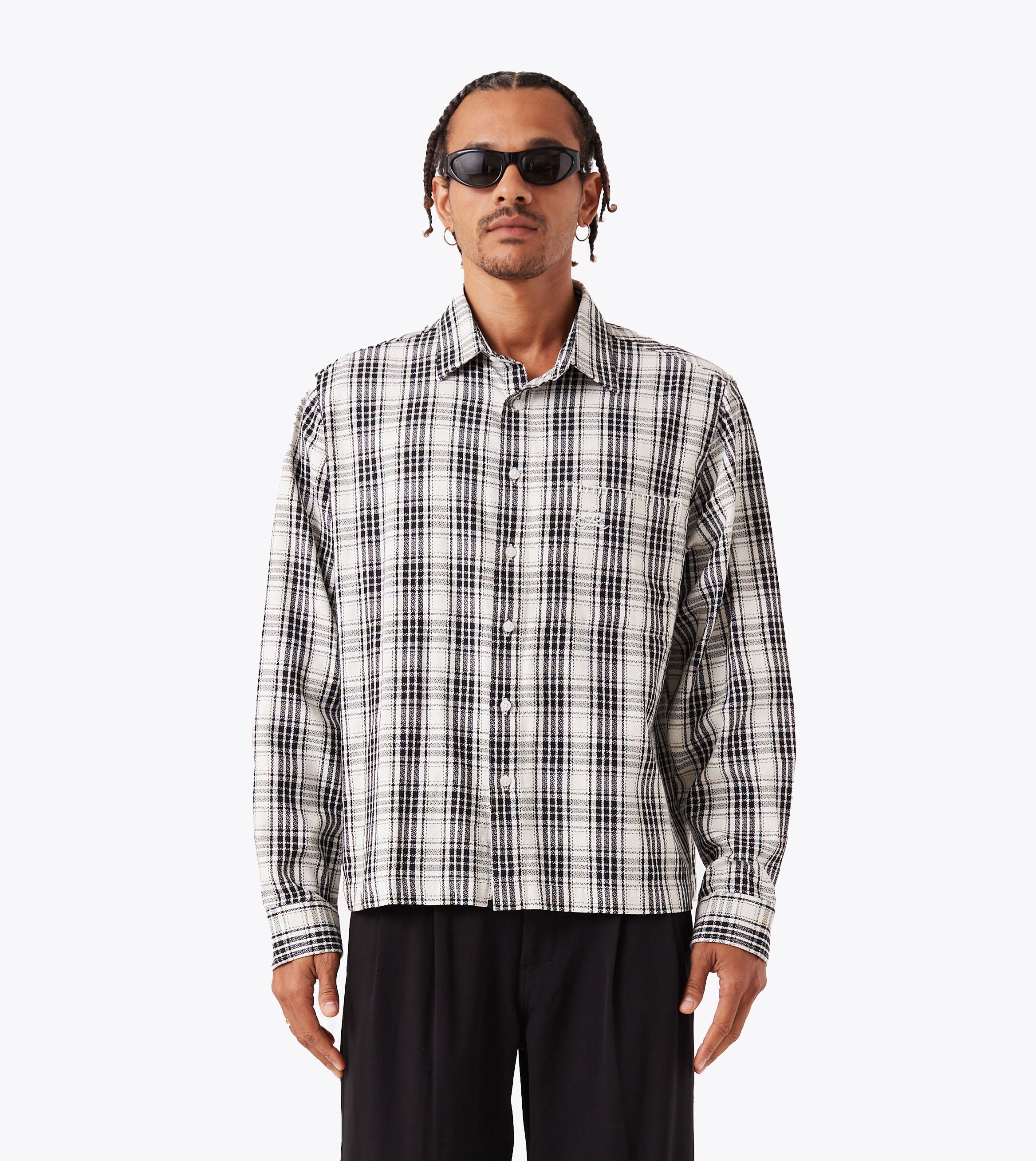 Stitched Plaid Shirt Vintage White/Black