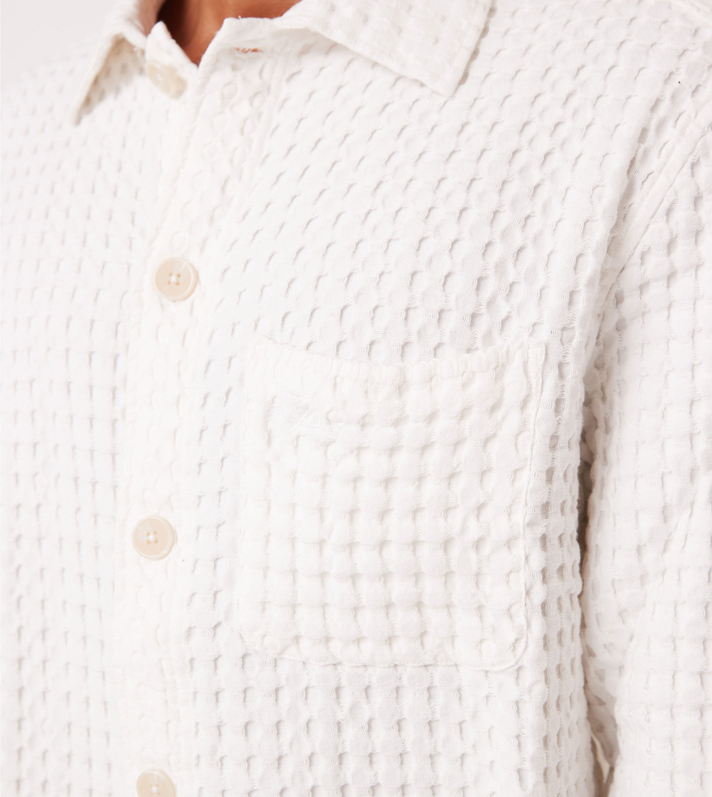 Stitched Waffle Shirt Vintage White