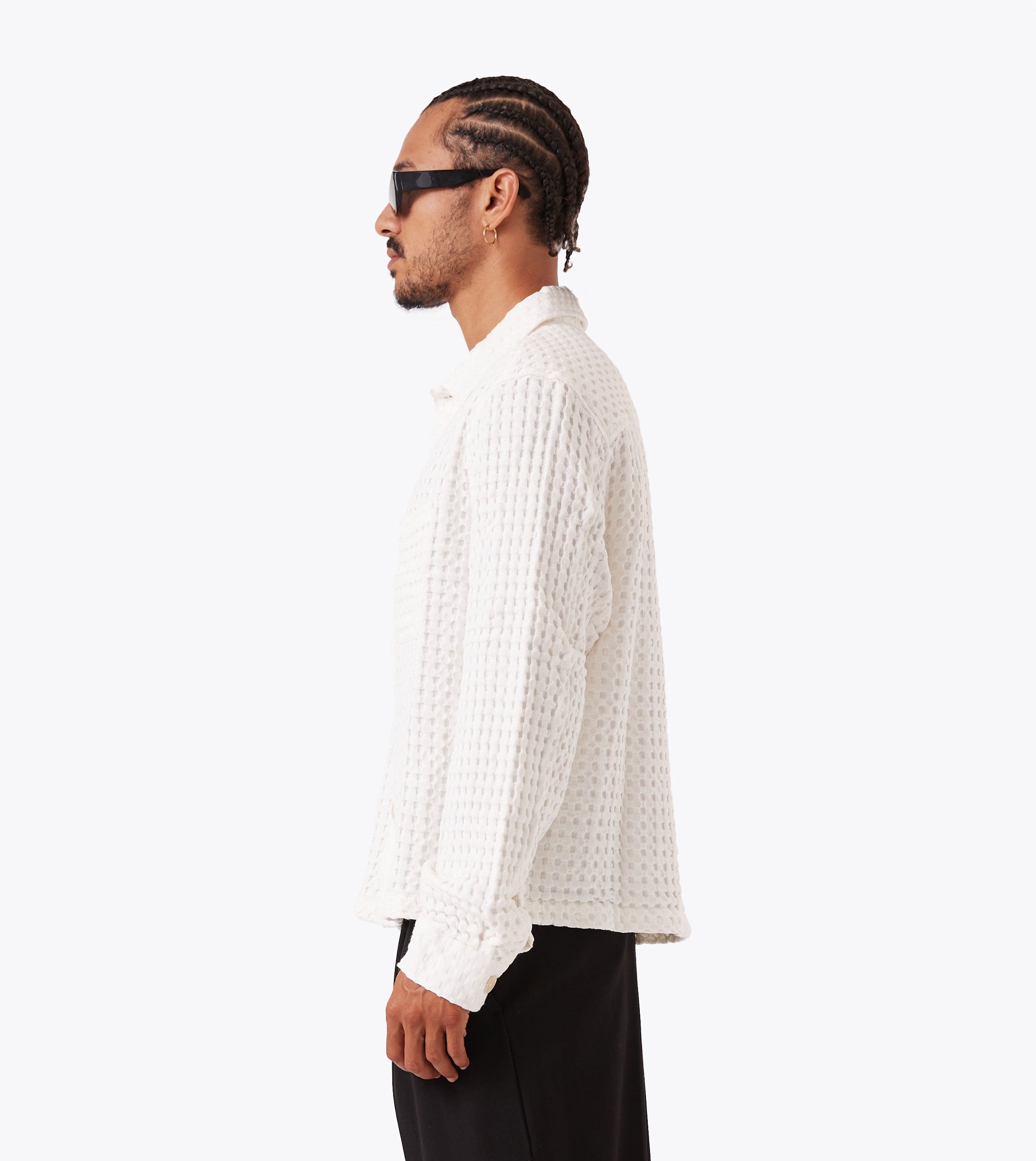 Stitched Waffle Shirt Vintage White