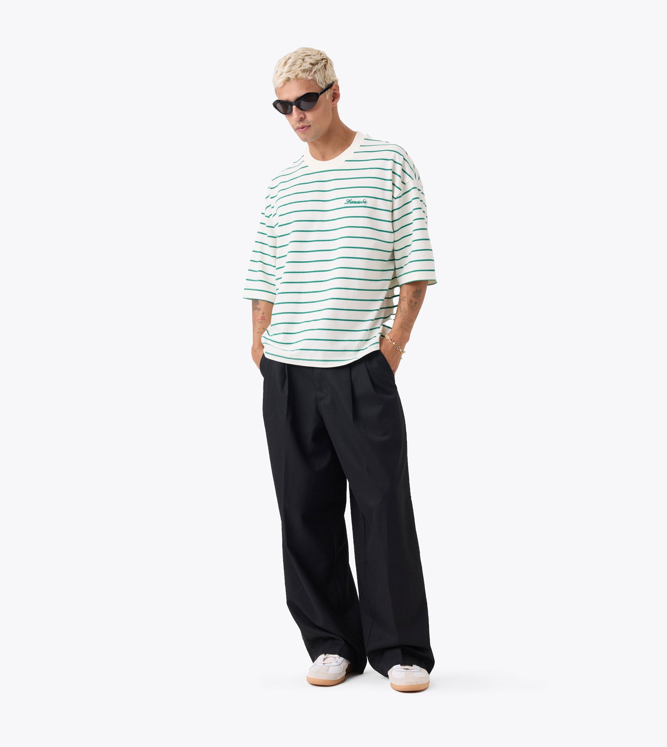 Stripe Crop Flow Tee Vintage White/Forest - Coming Soon