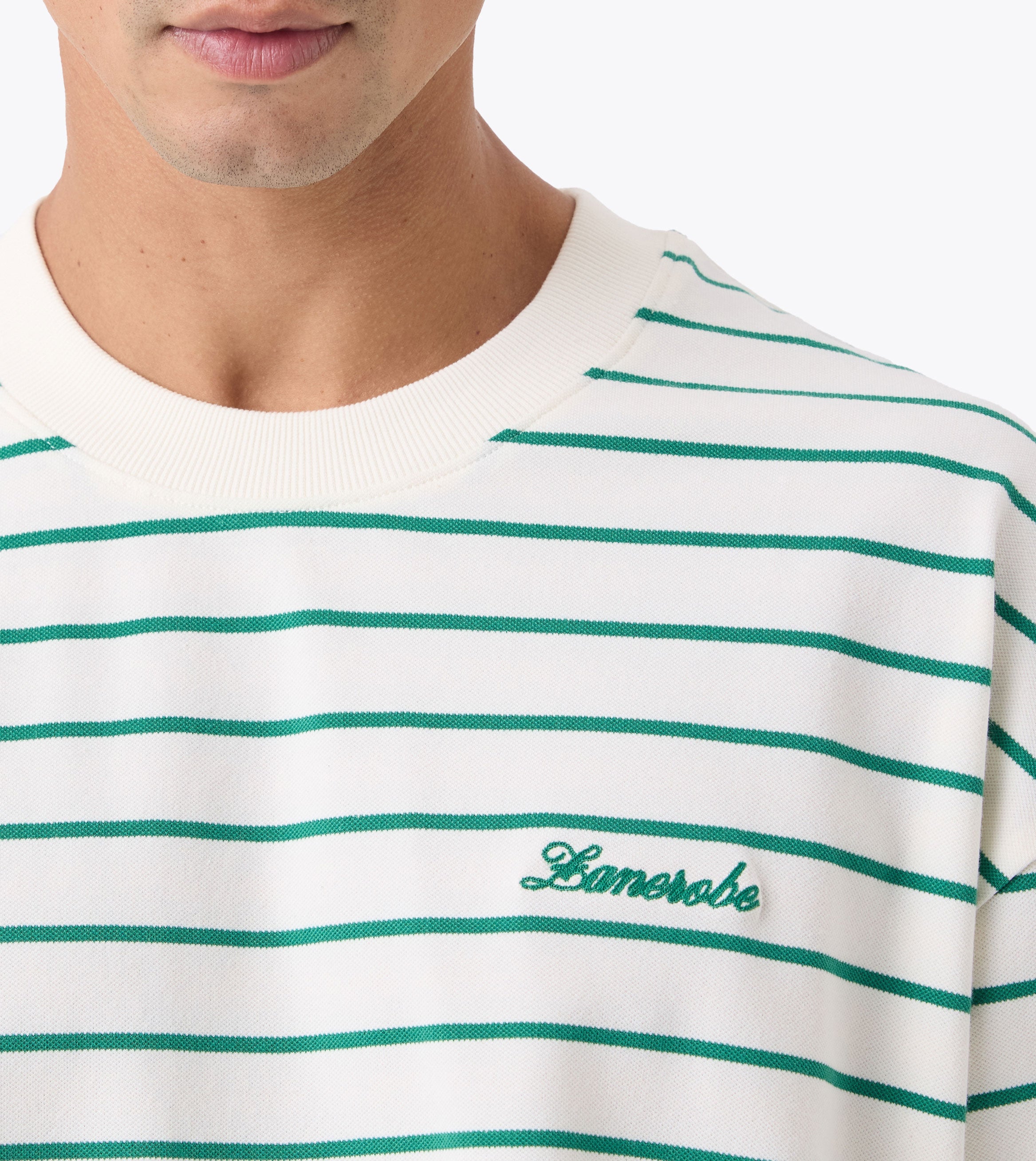 Stripe Crop Flow Tee Vintage White/Forest - Coming Soon