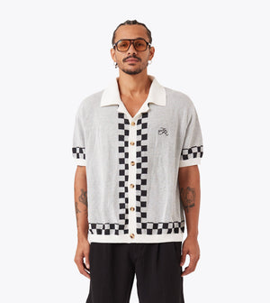 Victory Lap Knit Shirt Vintage White/Black