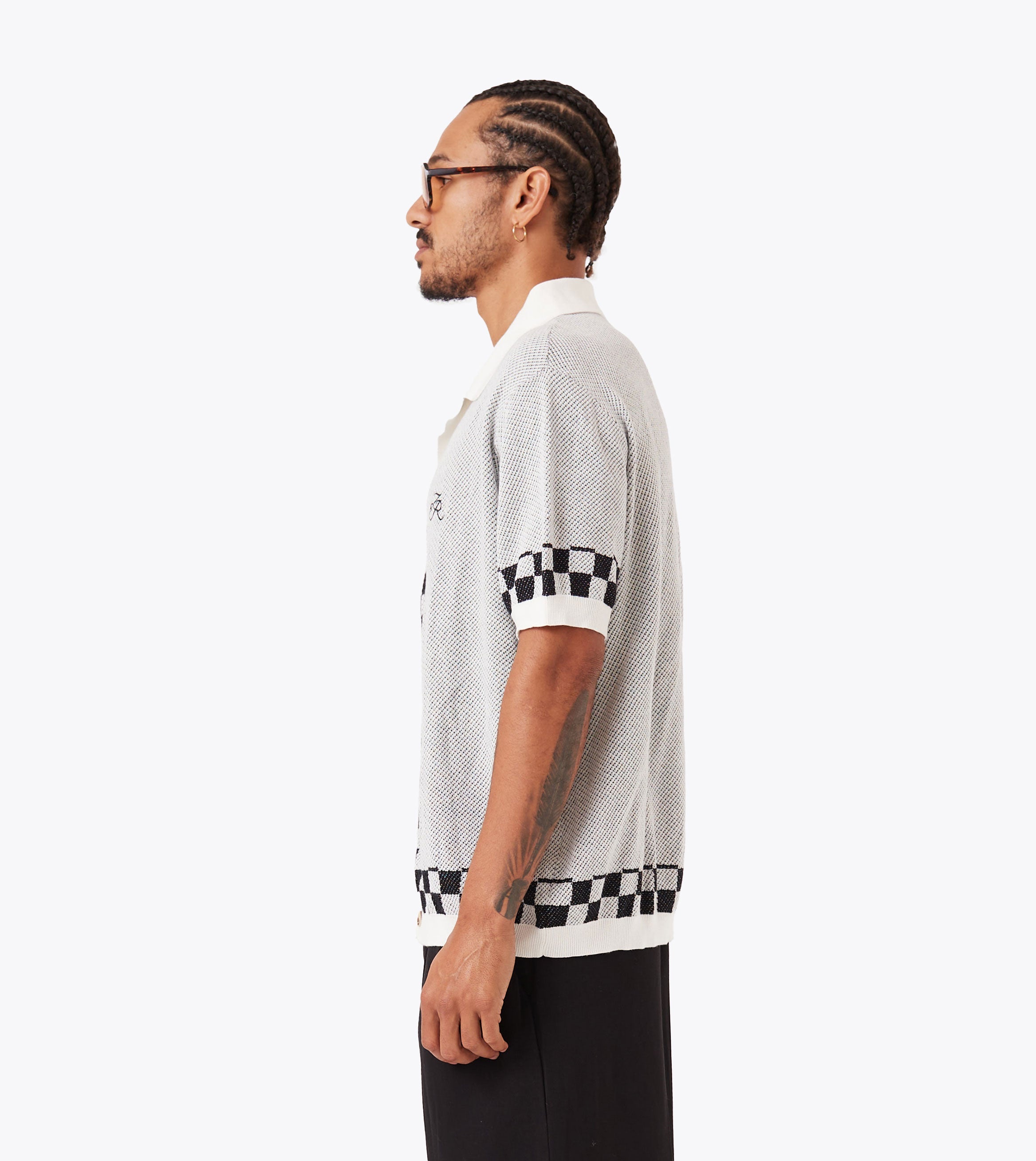 Victory Lap Knit Shirt Vintage White/Black