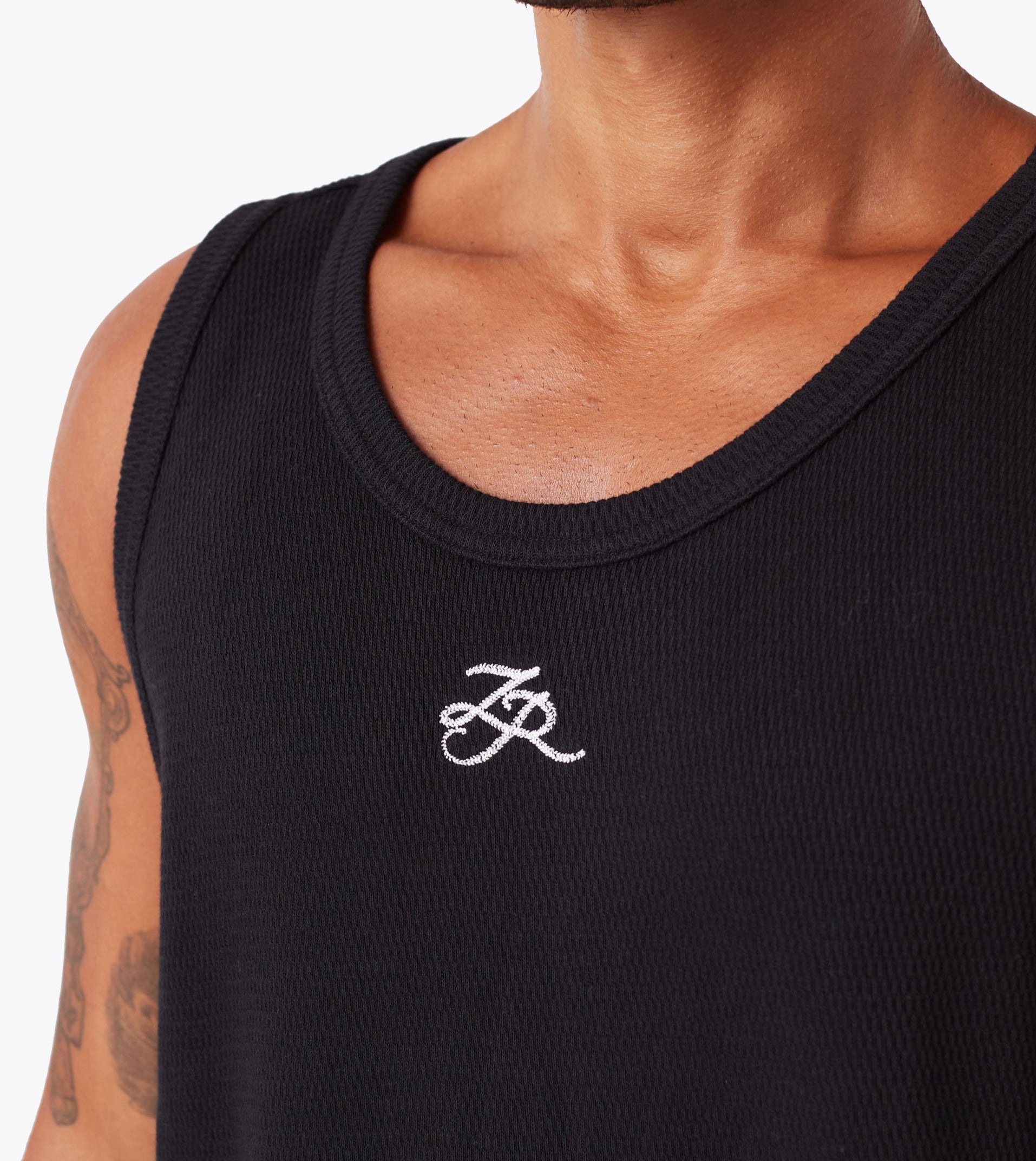 Waffle Tank Black