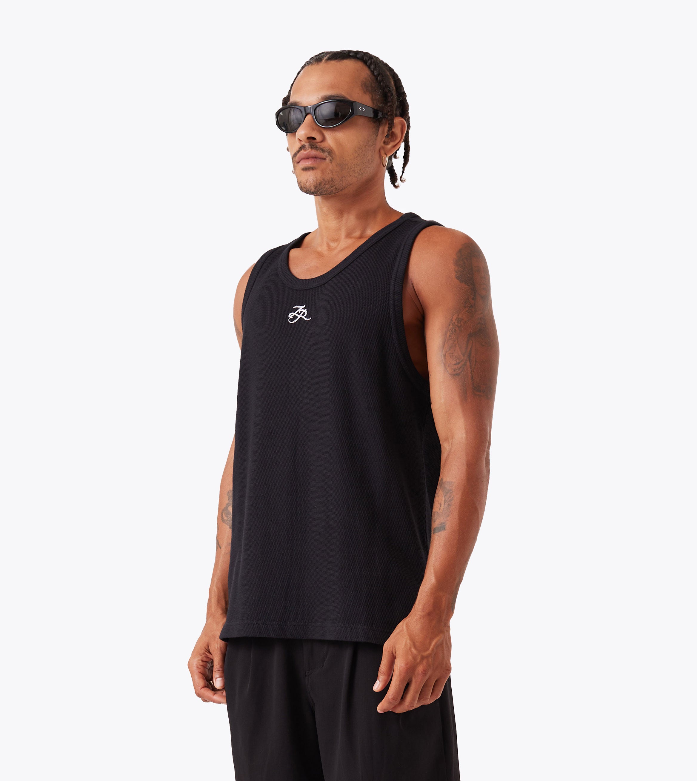 Waffle Tank Black